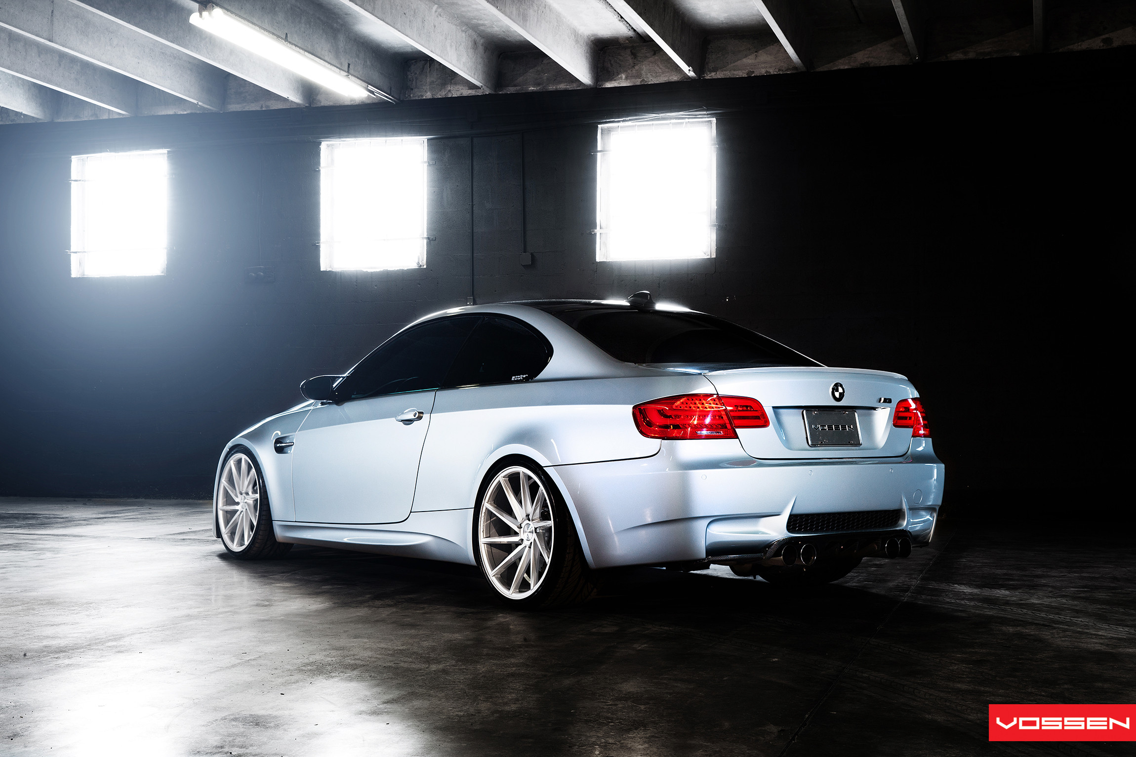 White BMW 3-Series with Carbon Fiber Rear Diffuser - Photo by Vossen