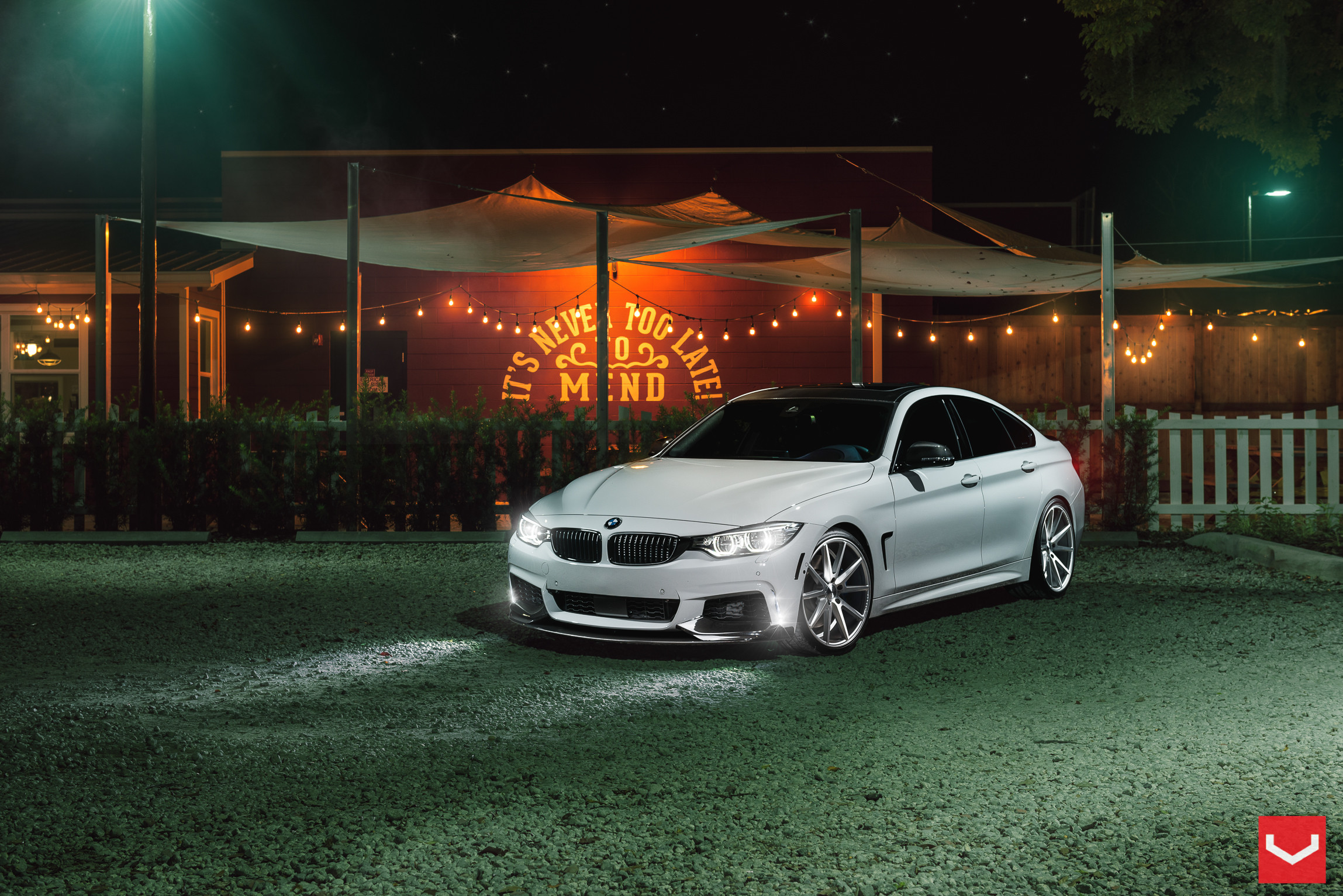 White BMW 4-Series with Carbon Fiber Front Lip - Photo by Vossen