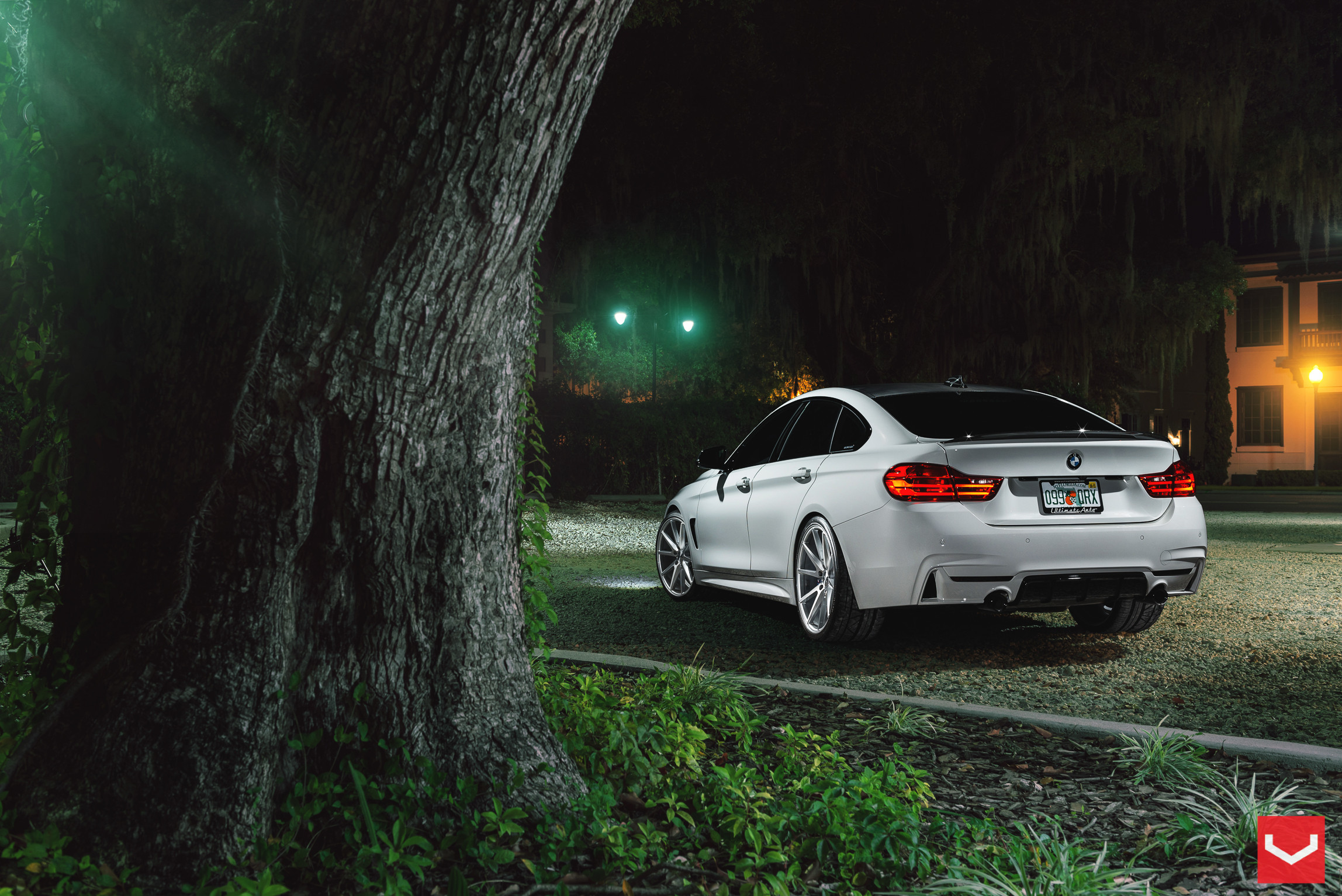 Aftermarket Rear Diffuser on White BMW 4-Series - Photo by Vossen