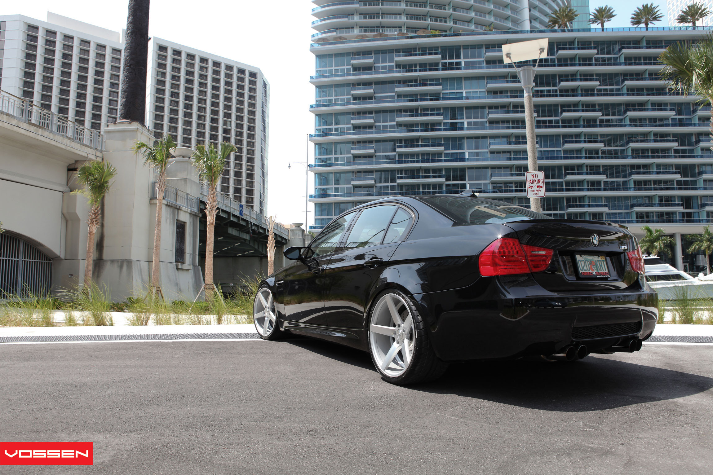 Rear Bumper Cover on Custom Black BMW 3-Series - Photo by Vossen
