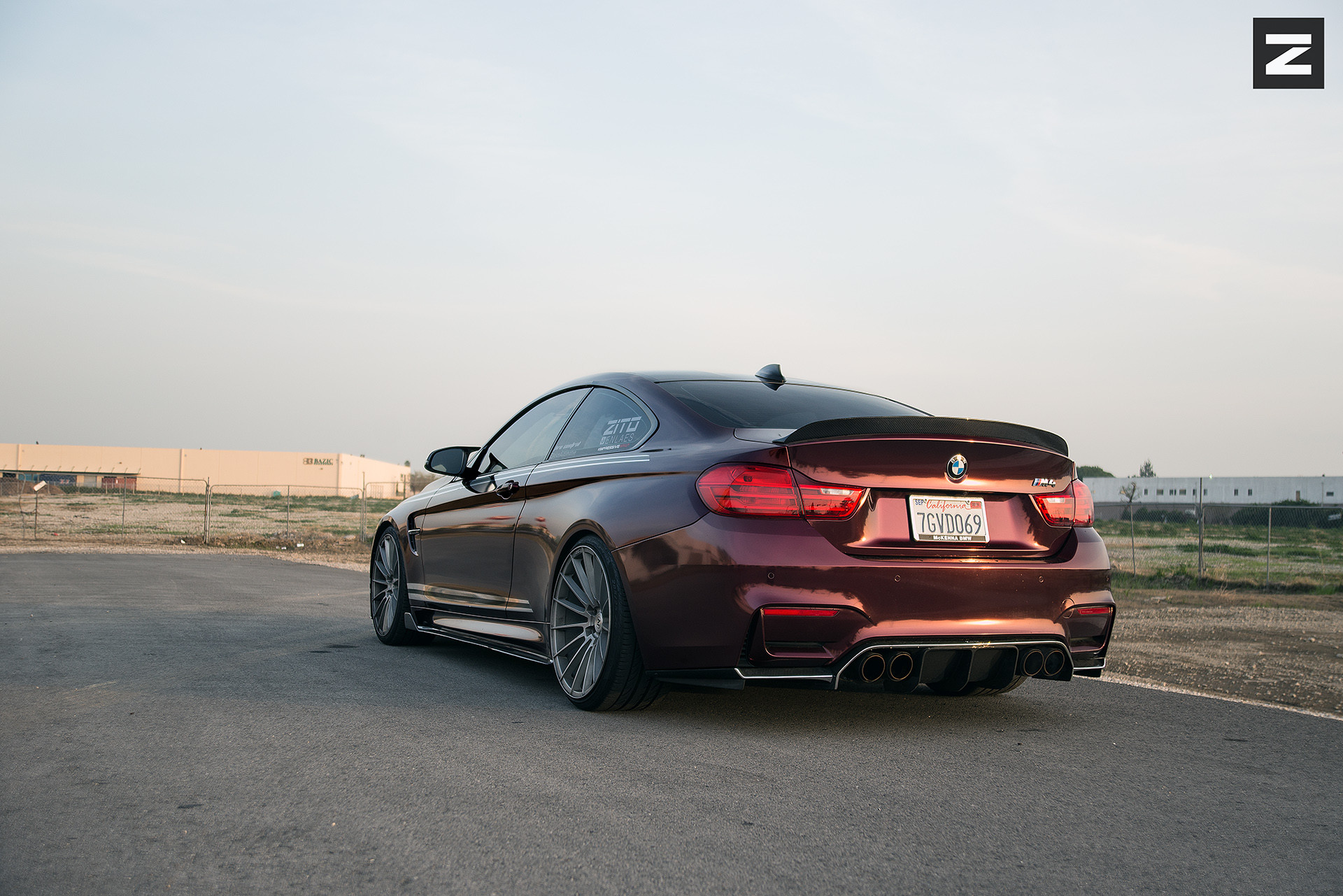 Custom Style Rear Spoiler on Red BMW 4-Series - Photo by Zito Wheels