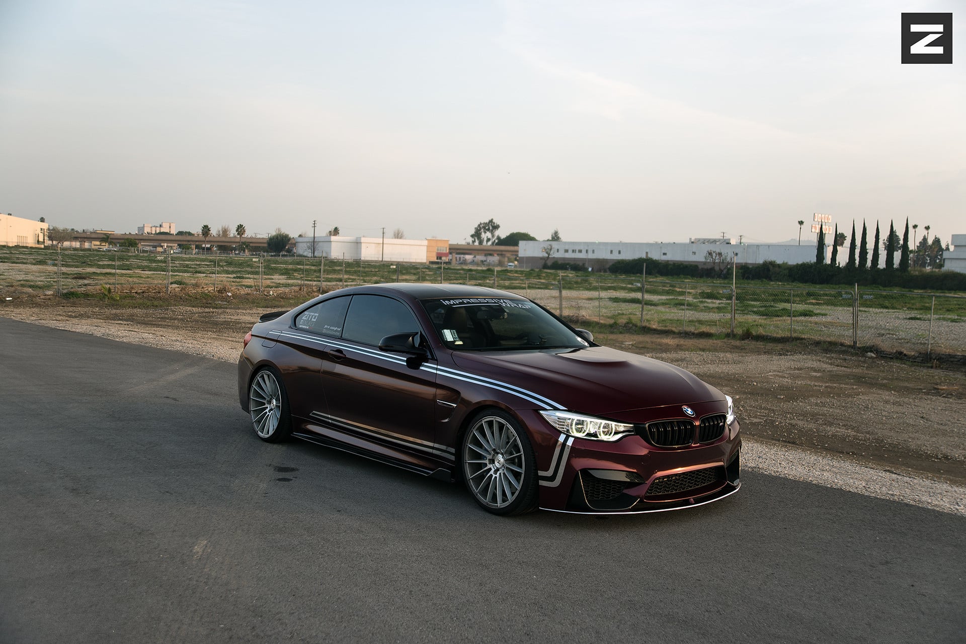 Custom Front Lip on Red BMW 4-Series - Photo by Zito Wheels