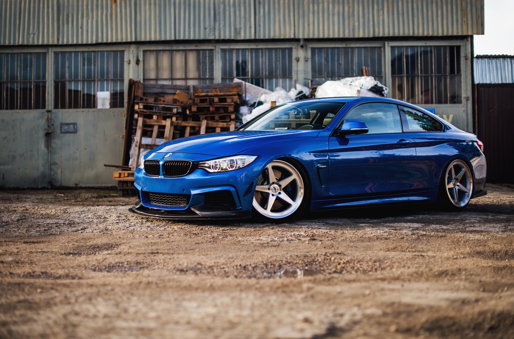 Crystal Clear Halo Headlights on Blue BMW 4-Series - Photo by JR Wheels