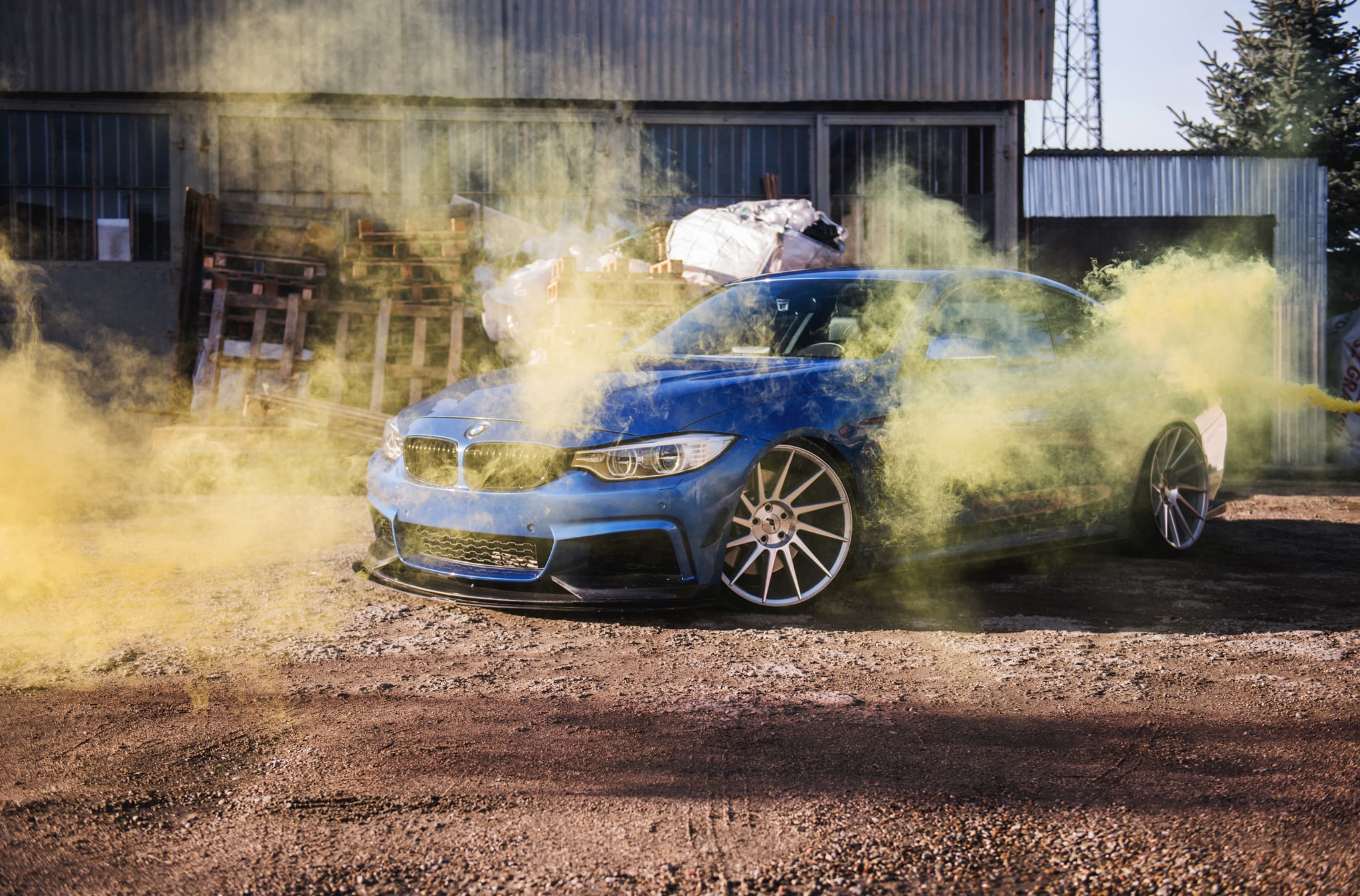 Custom Front Bumper on Blue BMW 4-Series - Photo by JR Wheels