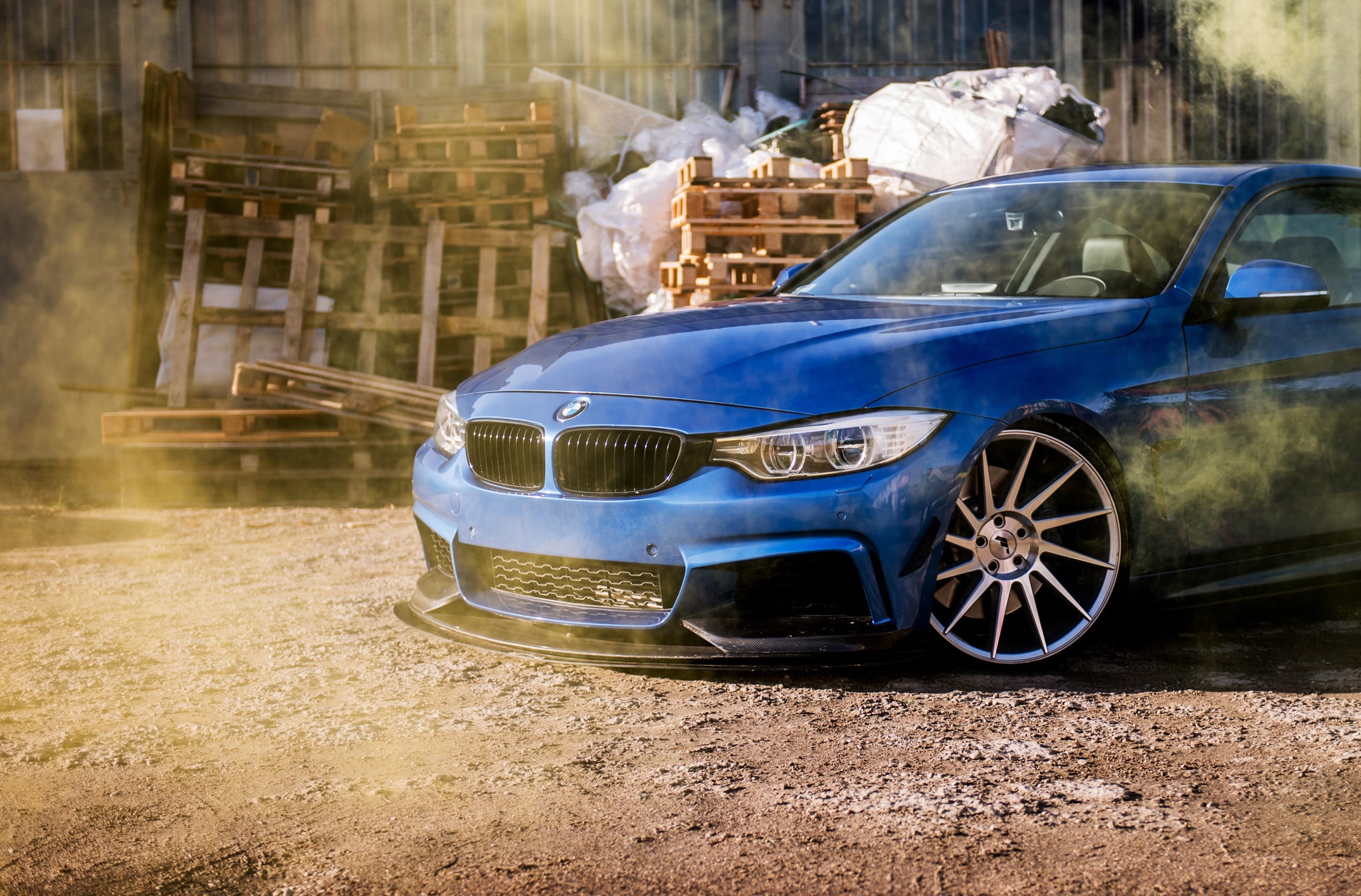 Blue BMW 4-Series with Aftermarket Halo Headlights - Photo by JR Wheels