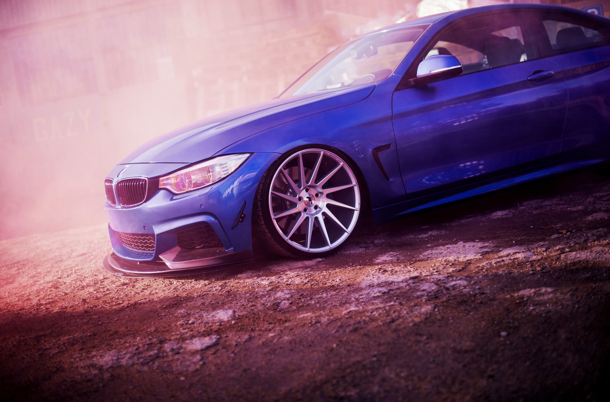 Custom Chrome JR Rims on Blue BMW 4-Series - Photo by JR Wheels