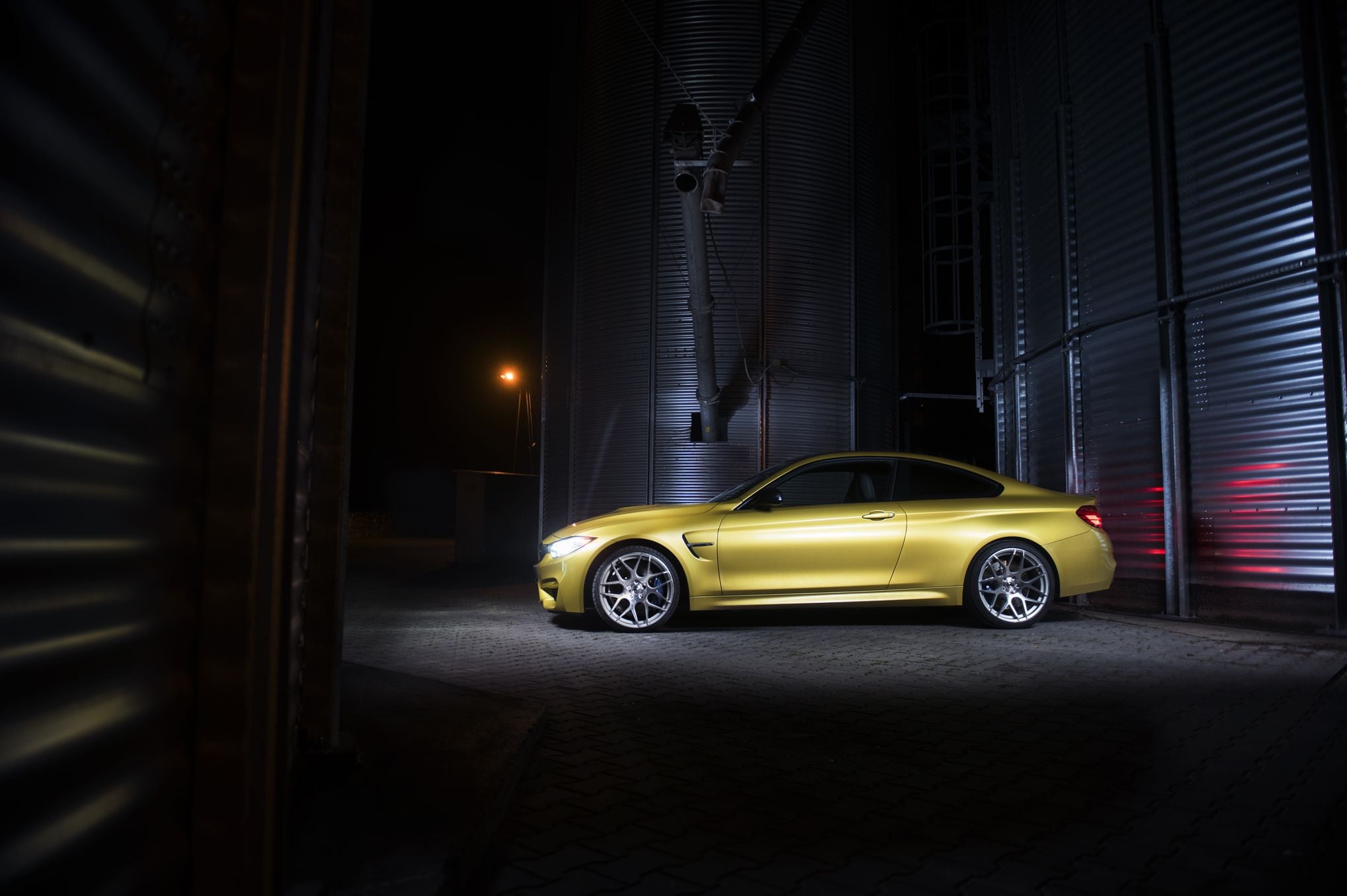 Silver Machined JR Wheels on Yellow BMW 4-Series - Photo by JR Wheels