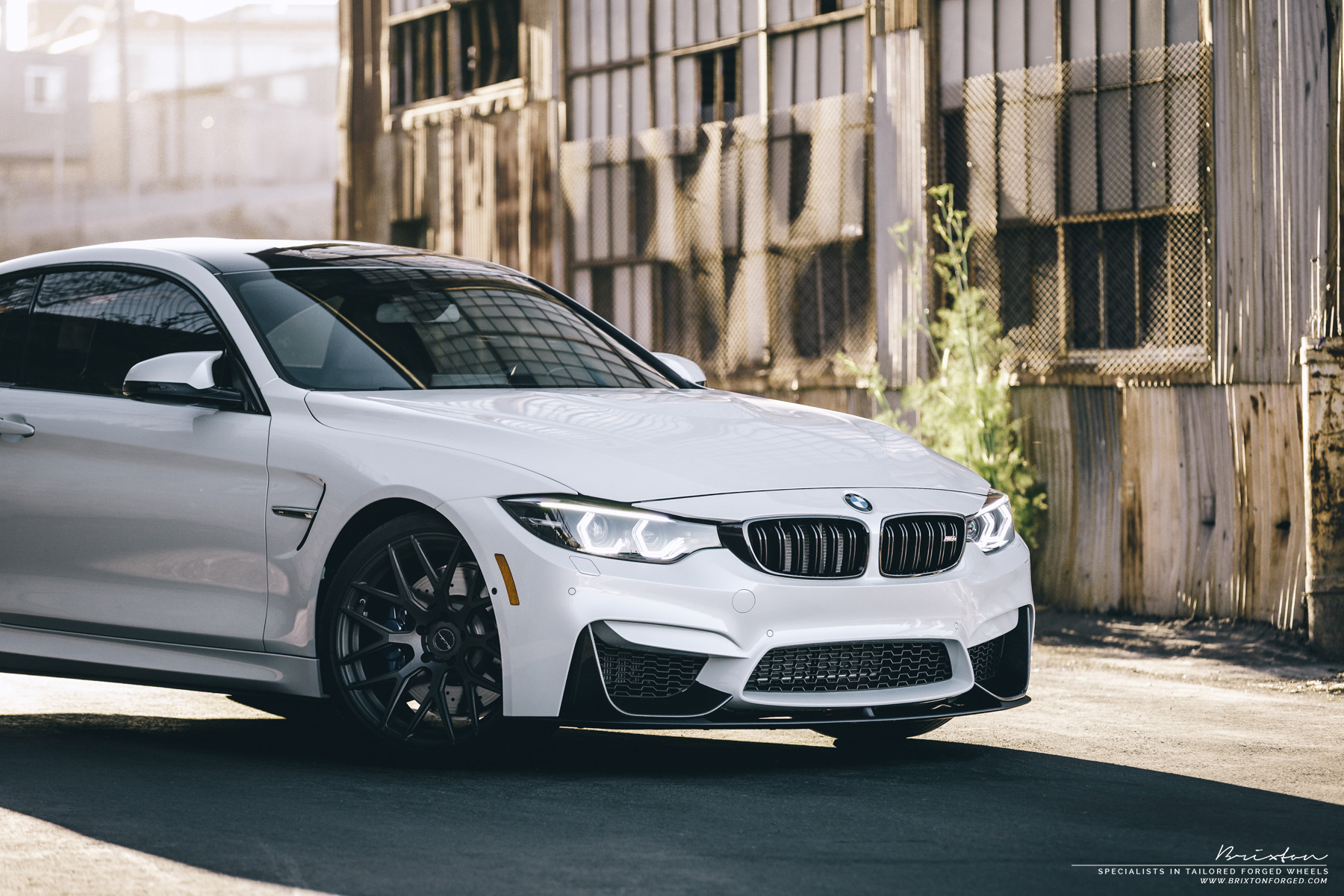 White BMW 4-Series with Custom Headlights - Photo by Brixton Forged Wheels