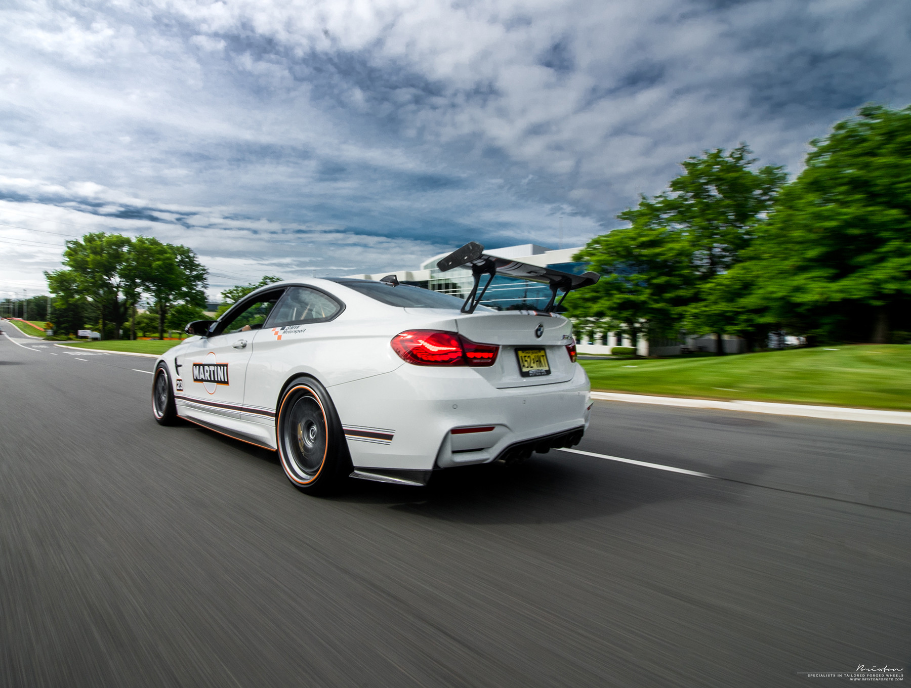 Large Wing Spoiler on White BMW 4-Series - Photo by Brixton Forged Wheels