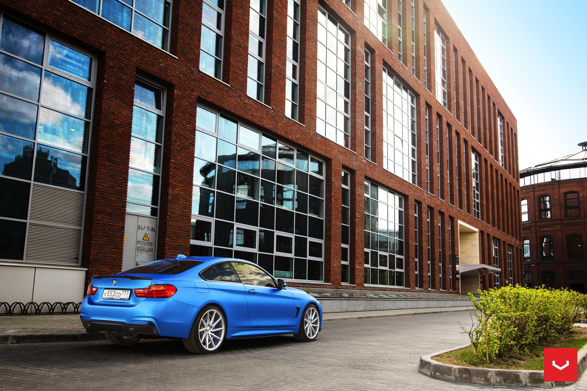 Aftermarket Red LED Taillights on Matte Blue BMW 4-Series - Photo by Vossen
