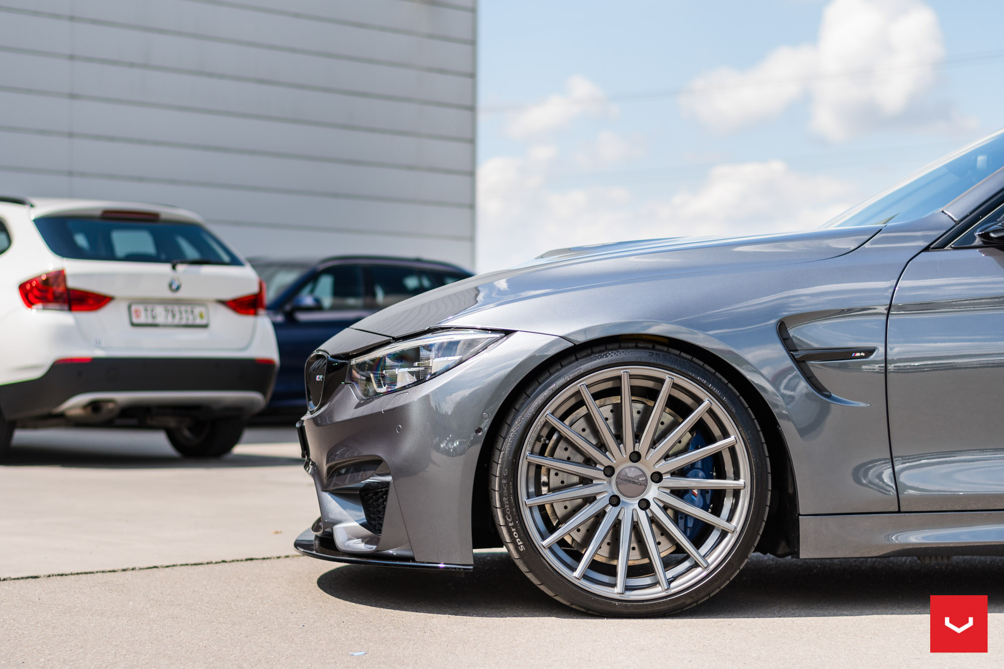 Custom Front Bumper Cover on Gray Metallic BMW 4-Series - Photo by Vossen