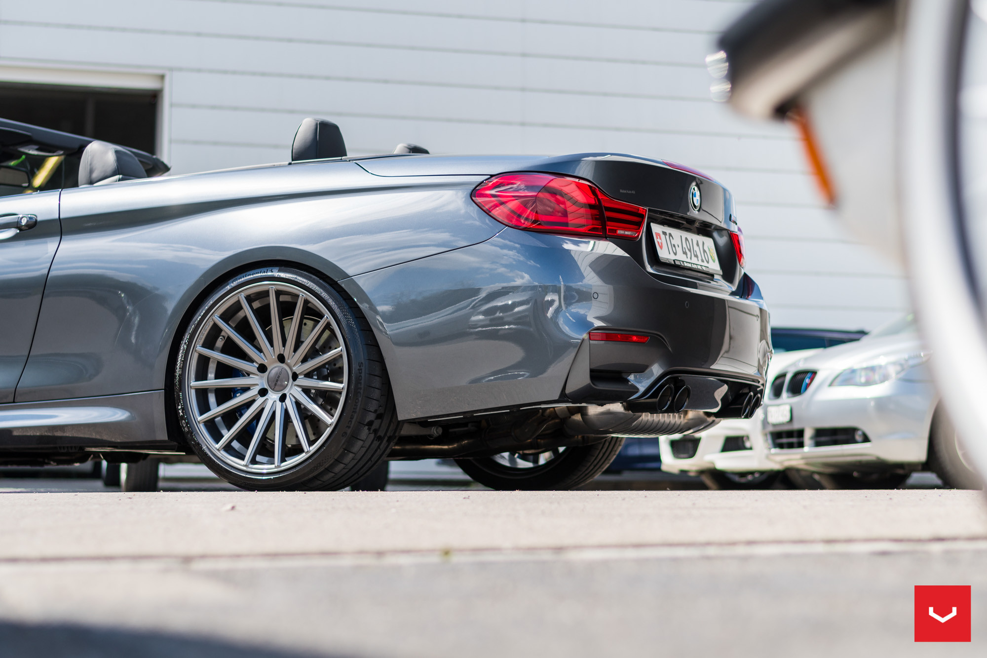 Convertible Gray Metallic BMW 4-Series with Aftermarket Rear Diffuser - Photo by Vossen