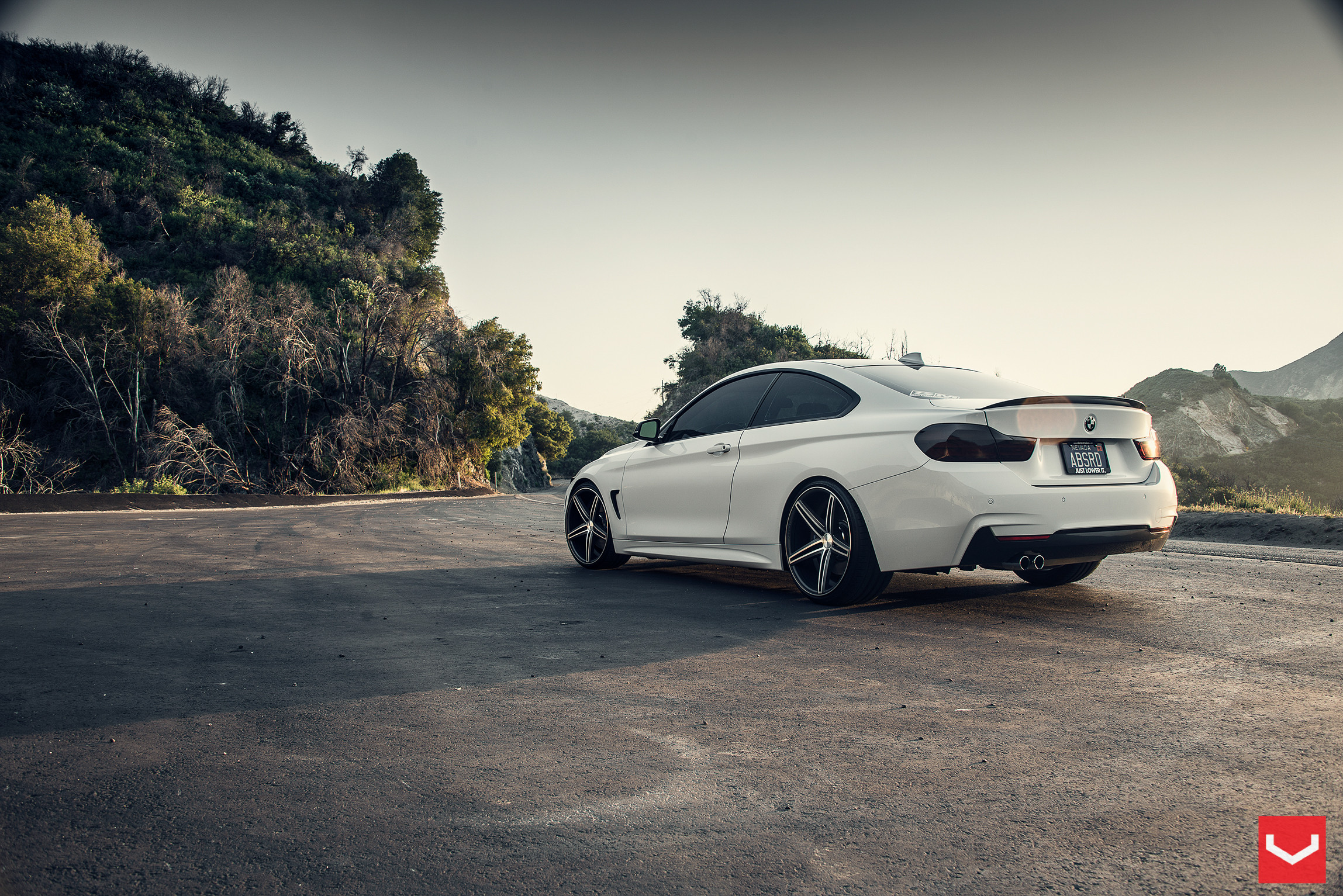 Aftermarket Rear Lip Spoiler on White BMW 4-Series - Photo by Vossen
