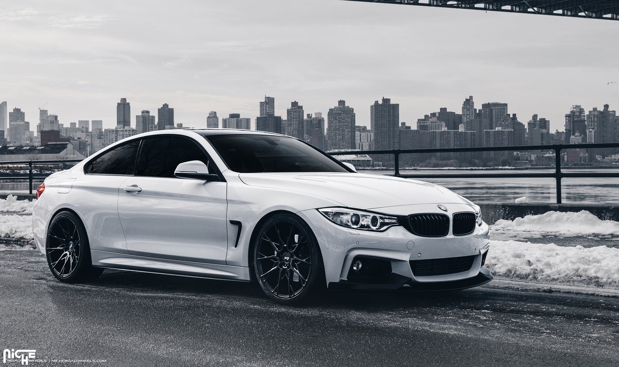 Custom Halo Headlights on White BMW 4-Series - Photo by Niche