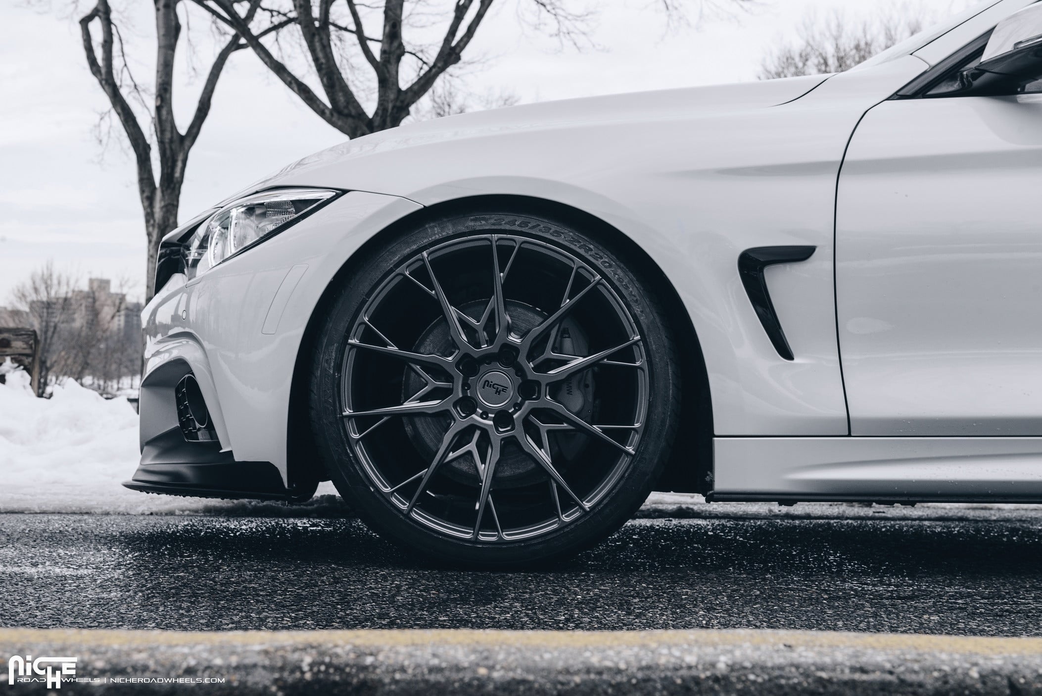 White BMW 4-Series with Custom Black Niche Wheels - Photo by Niche