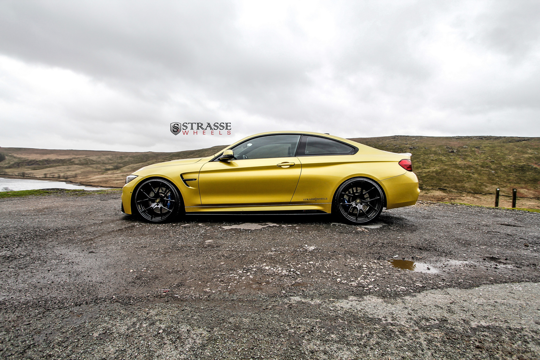 Custom Yellow BMW 4-Series Side Skirts - Photo by Strasse Forged