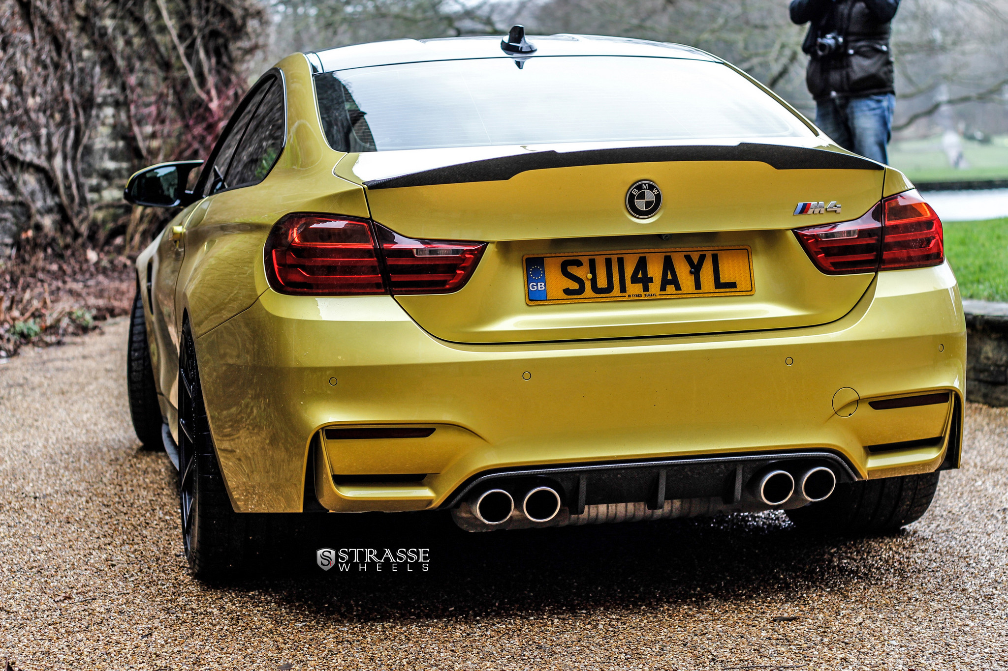 Carbon Fiber Rear Diffuser on Yellow BMW 4-Series - Photo by Strasse Forged