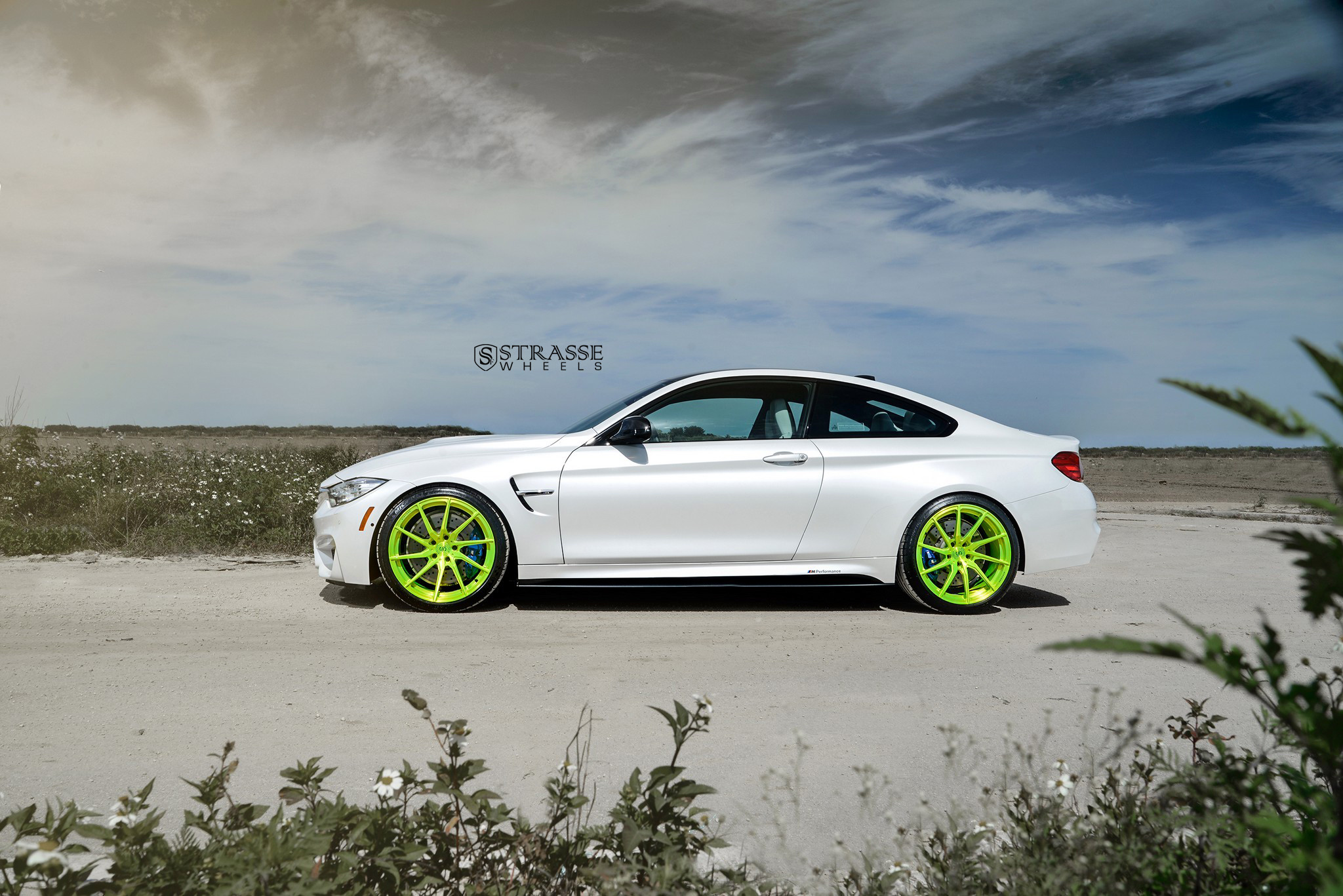 White BMW 4-Series with Aftermarket Side Skirts - Photo by Strasse Forged