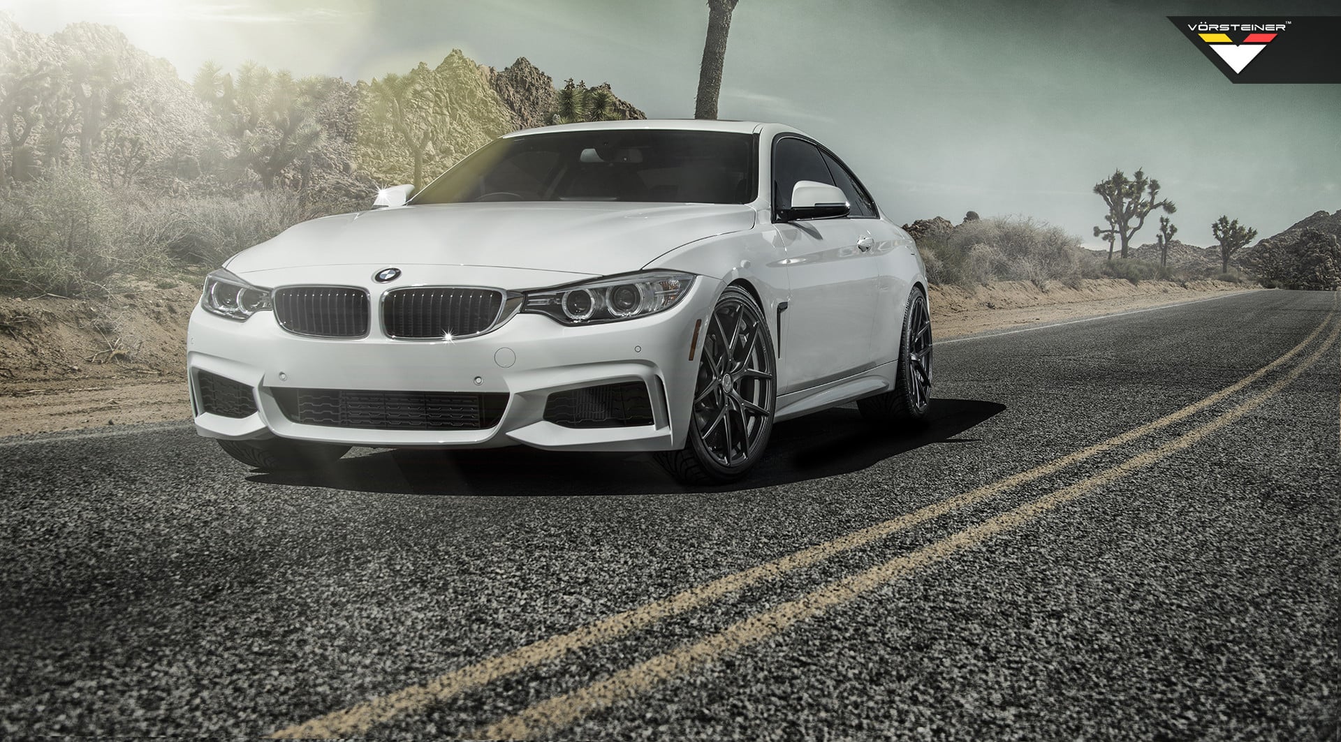 White BMW 4-Series with Dark Smoke Halo Headlights - Photo by Vorstiner