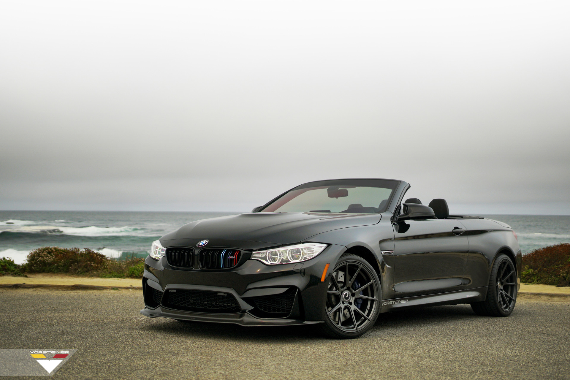 Black Convertible BMW 4-Series with Aftermarket Front Bumper - Photo by Vorstiner