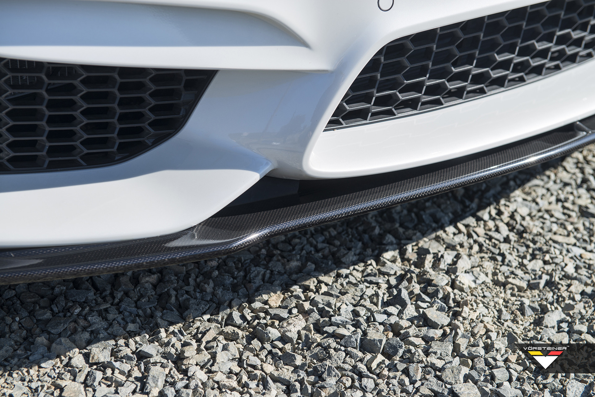 Custom White BMW 4-Series Carbon Fiber Front Lip - Photo by Vorstiner