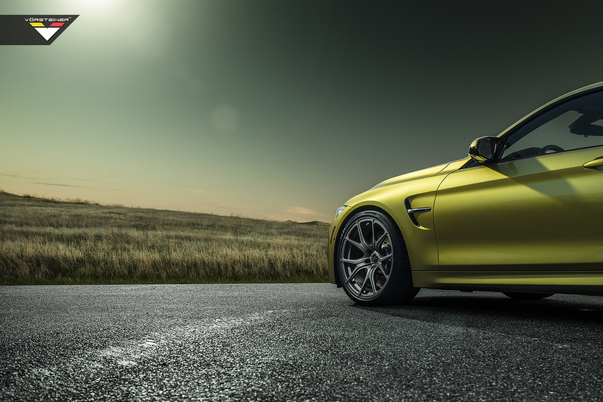 Yellow BMW 4-Series with Graphite Vorsteiner Wheels - Photo by Vorstiner