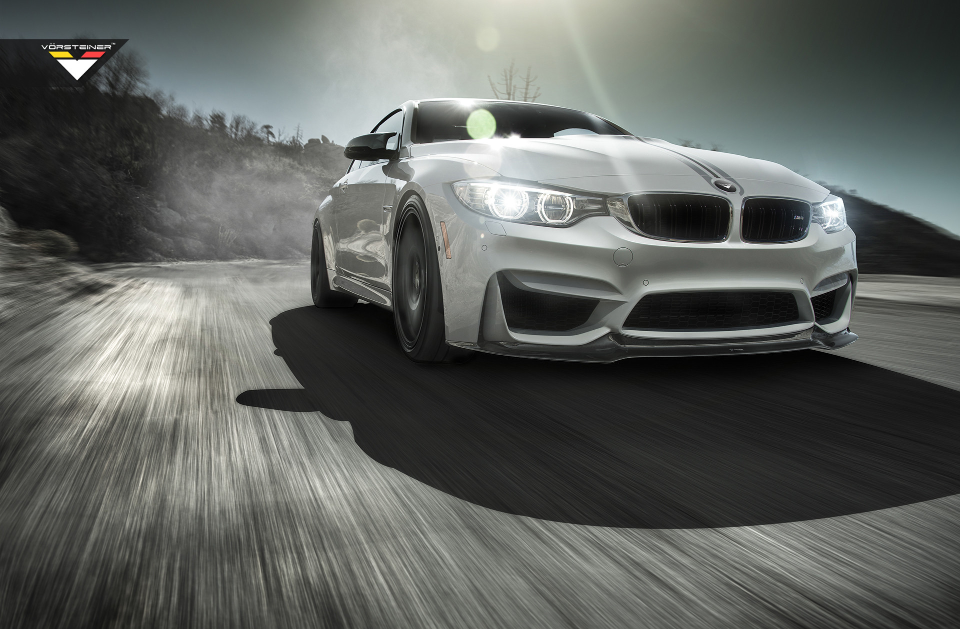 White BMW 4-Series Custom Front Bumler Lip Spoiler - Photo by Vorstiner