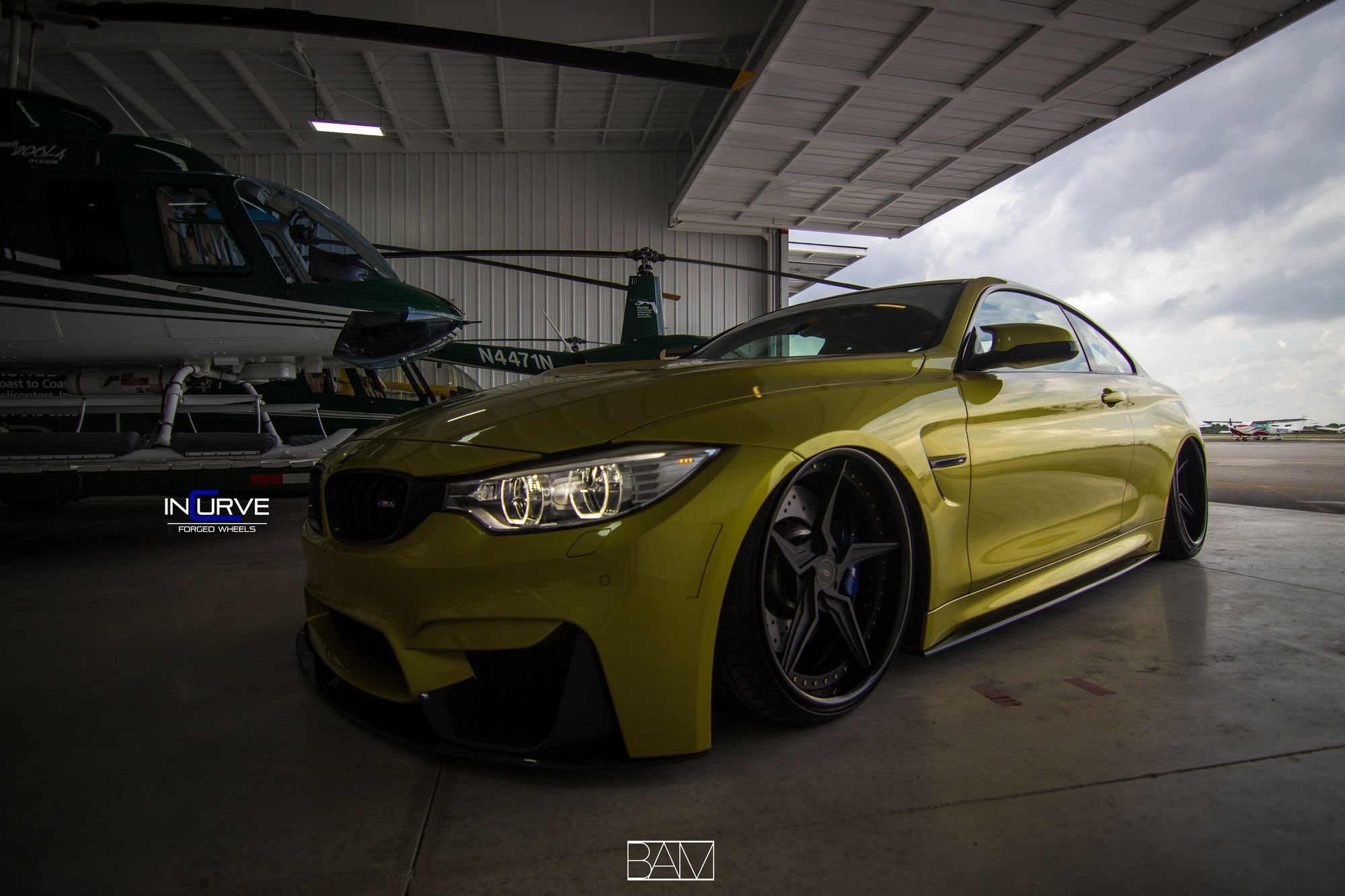 Matte Black Incurve Wheels on Yellow BMW 4-Series - Photo by Incurve Wheels