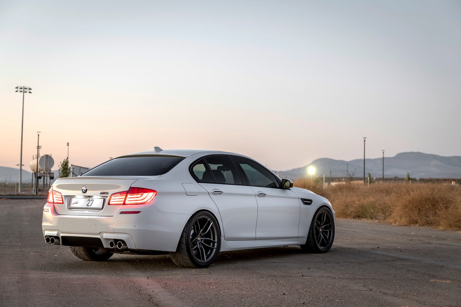 White Matte BMW 5-Series with Aftremarket Rear Bumper - Photo by Vorstiner