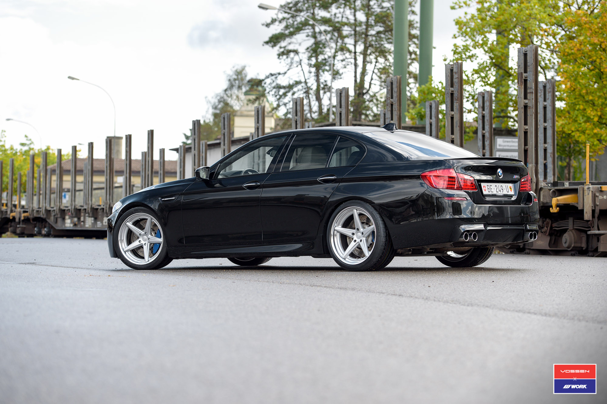 Chrome VWS Vossen Wheels on Black BMW 5-Series - Photo by Vossen