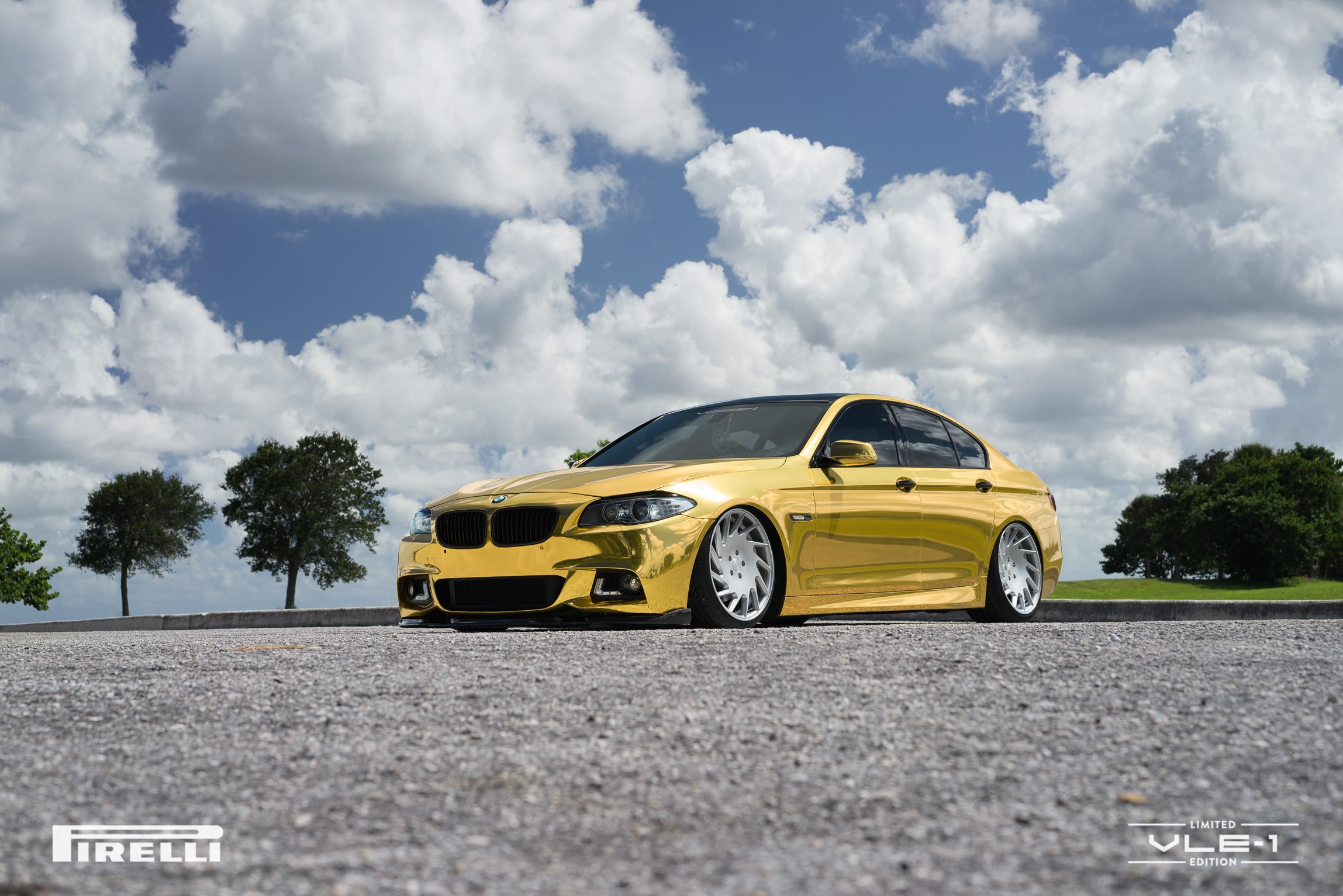 Custom Gold Wrapped BMW 5-Series - Photo by Vossen