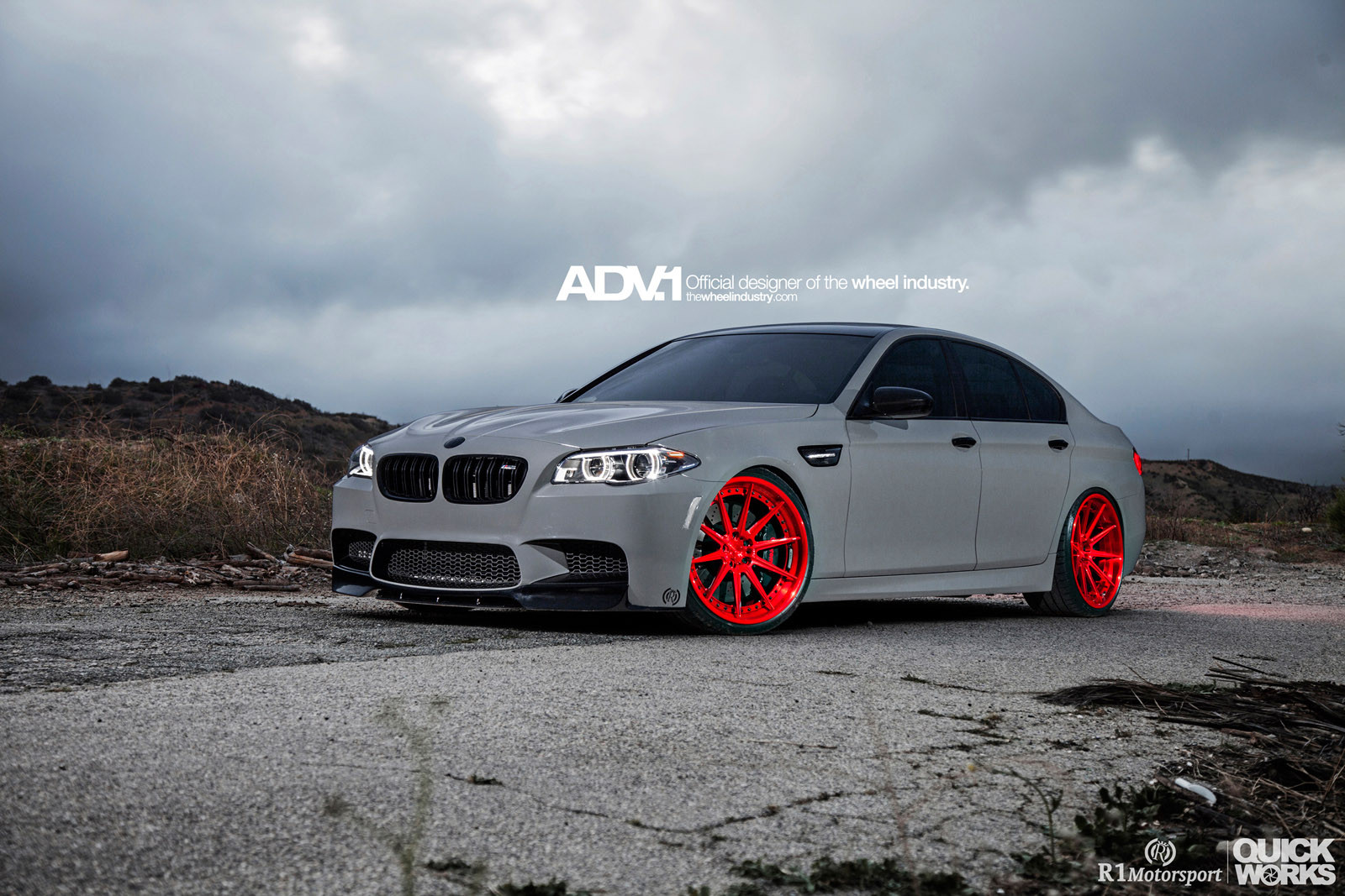 Gray BMW M5 with Custom Halo Headlights - Photo by ADV.1