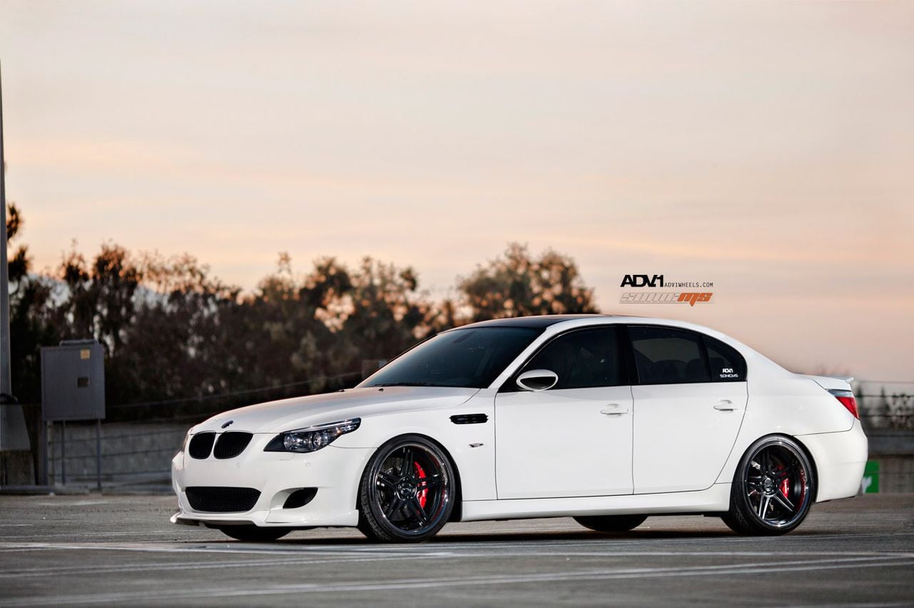 ADV1 Wheels with Red Brakes on White BMW M5 - Photo by ADV.1