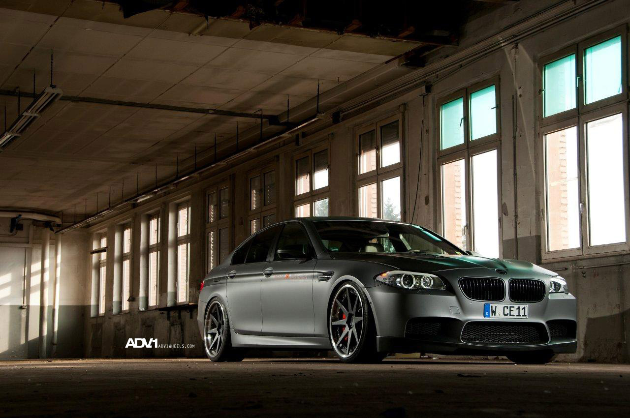 Gray BMW M5 with Custom Hood - Photo by ADV.1