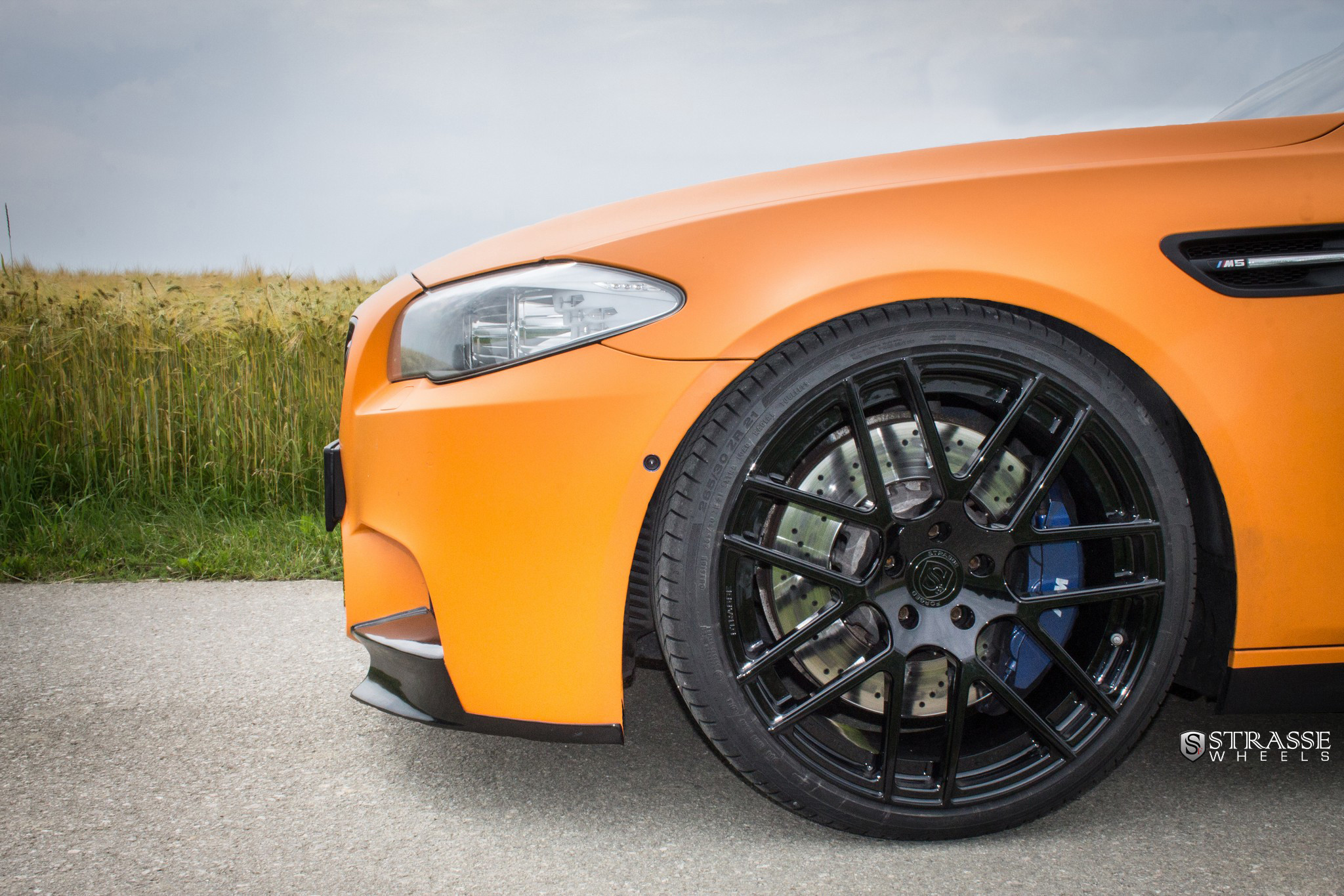 Strasse Wheels on Matte Orange BMW 5-Series - Photo by Strasse Forged