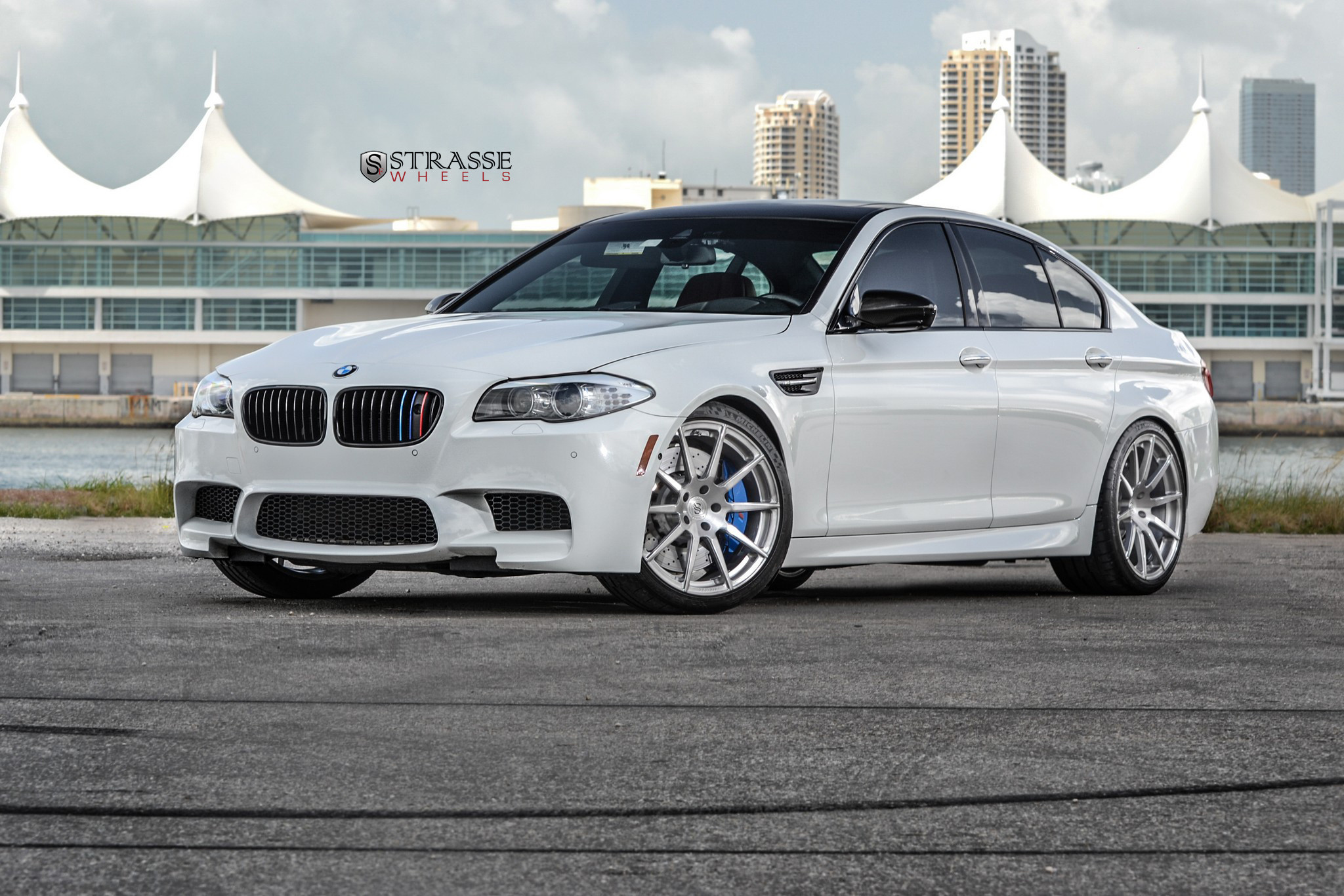 White BMW 5-Series with Michelin Tires - Photo by Strasse Forged