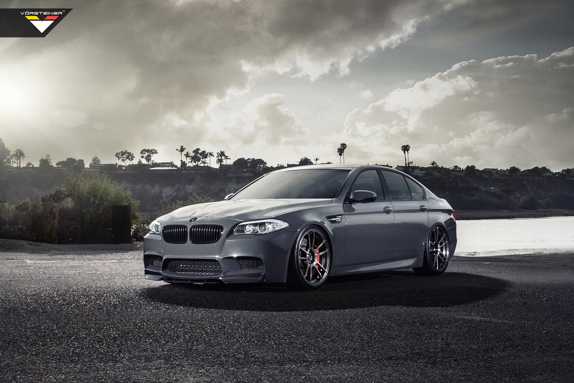 Crystal Clear Halo Headlights on Gray BMW 5-Series - Photo by Vorstiner