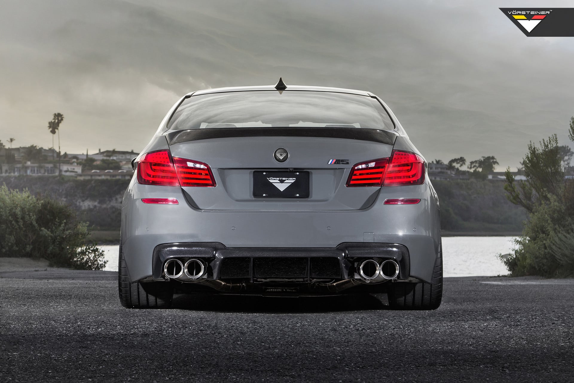 Carbon Fiber Rear Diffuser on Gray BMW 5-Series - Photo by Vorstiner