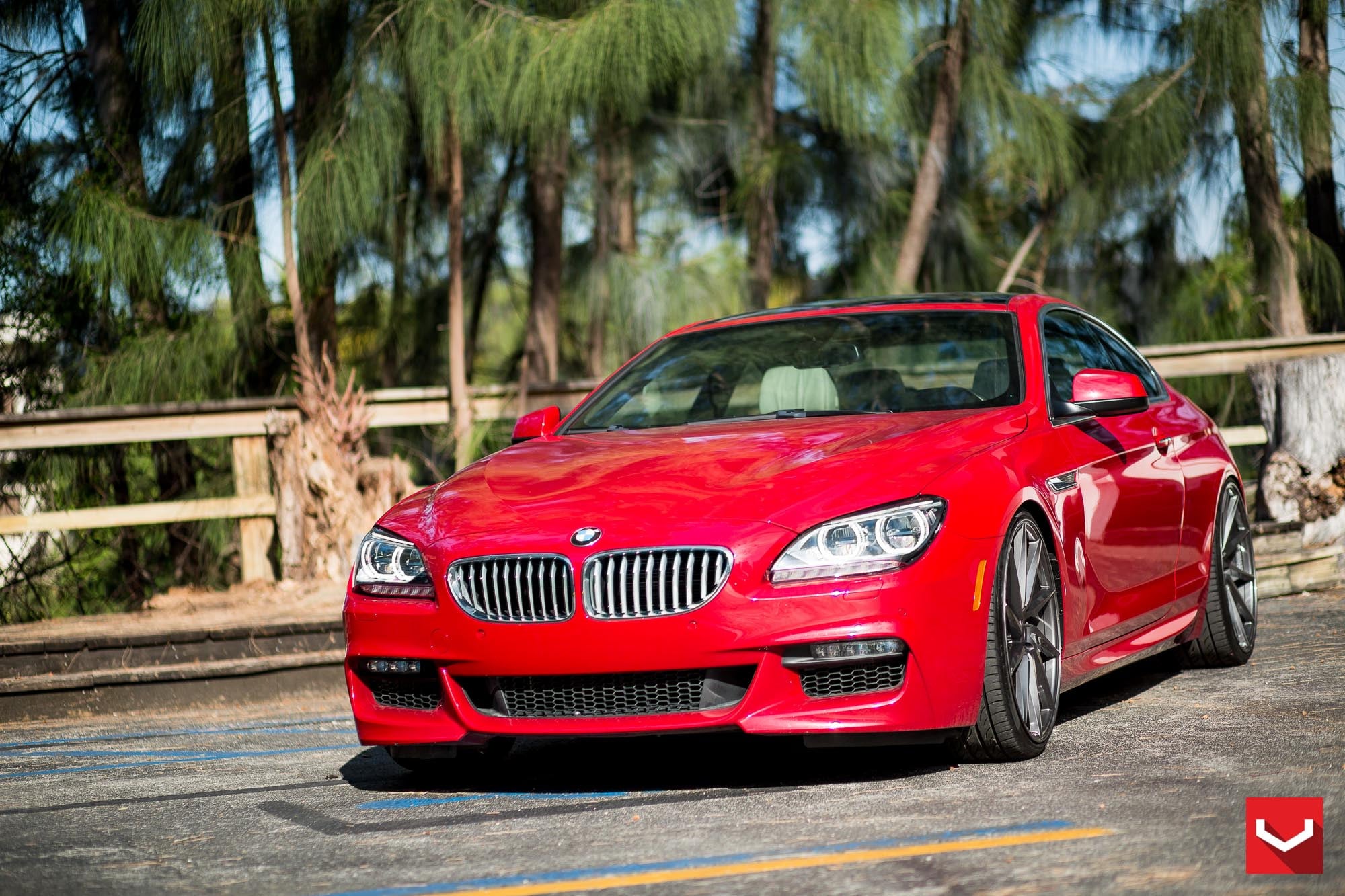 Red BMW 6-Series with Custom LED Halo Headlights - Photo by Vossen