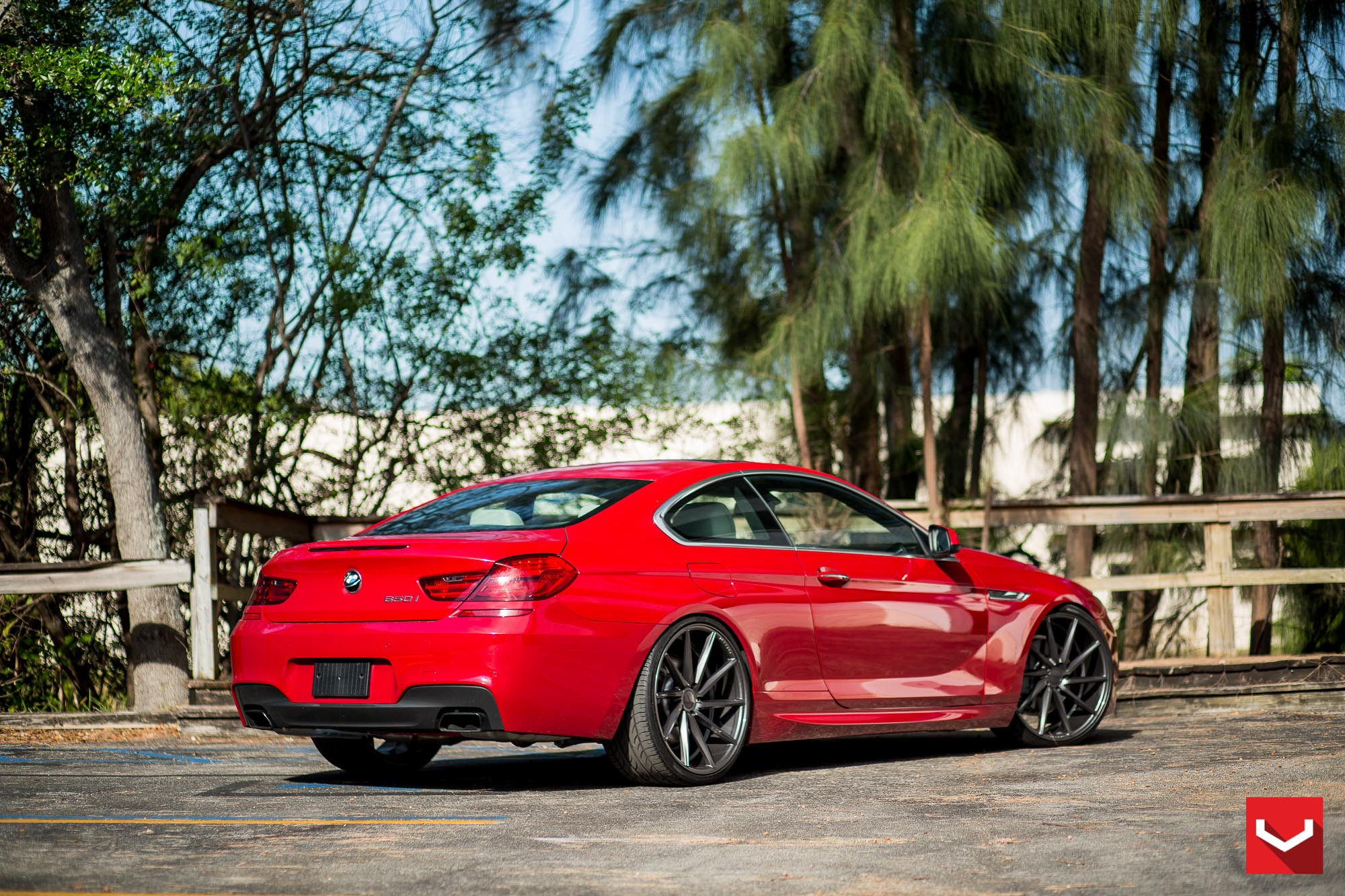 Red BMW 6-Series with Custom Black Vossen Rims - Photo by Vossen