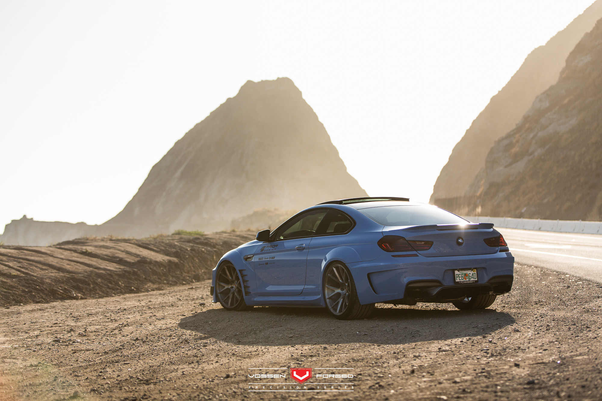 Aftermarket Rear Lip Spoiler on Blue BMW 6-Series - Photo by Vossen