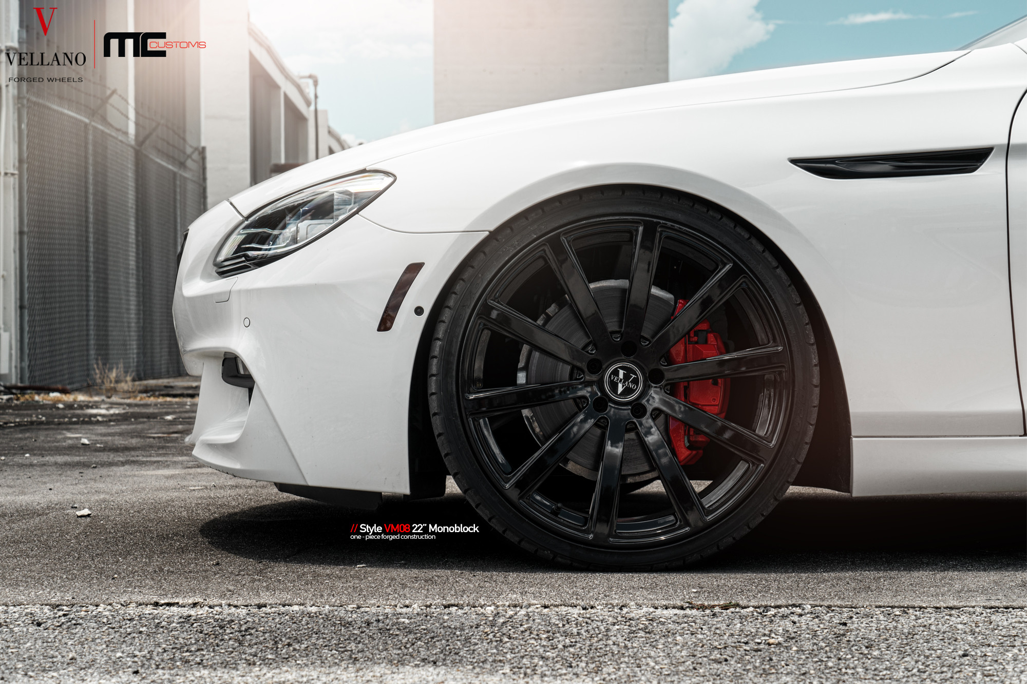 22 Inch Black Vellano Wheels on White BMW 6-Series - Photo by Vellano