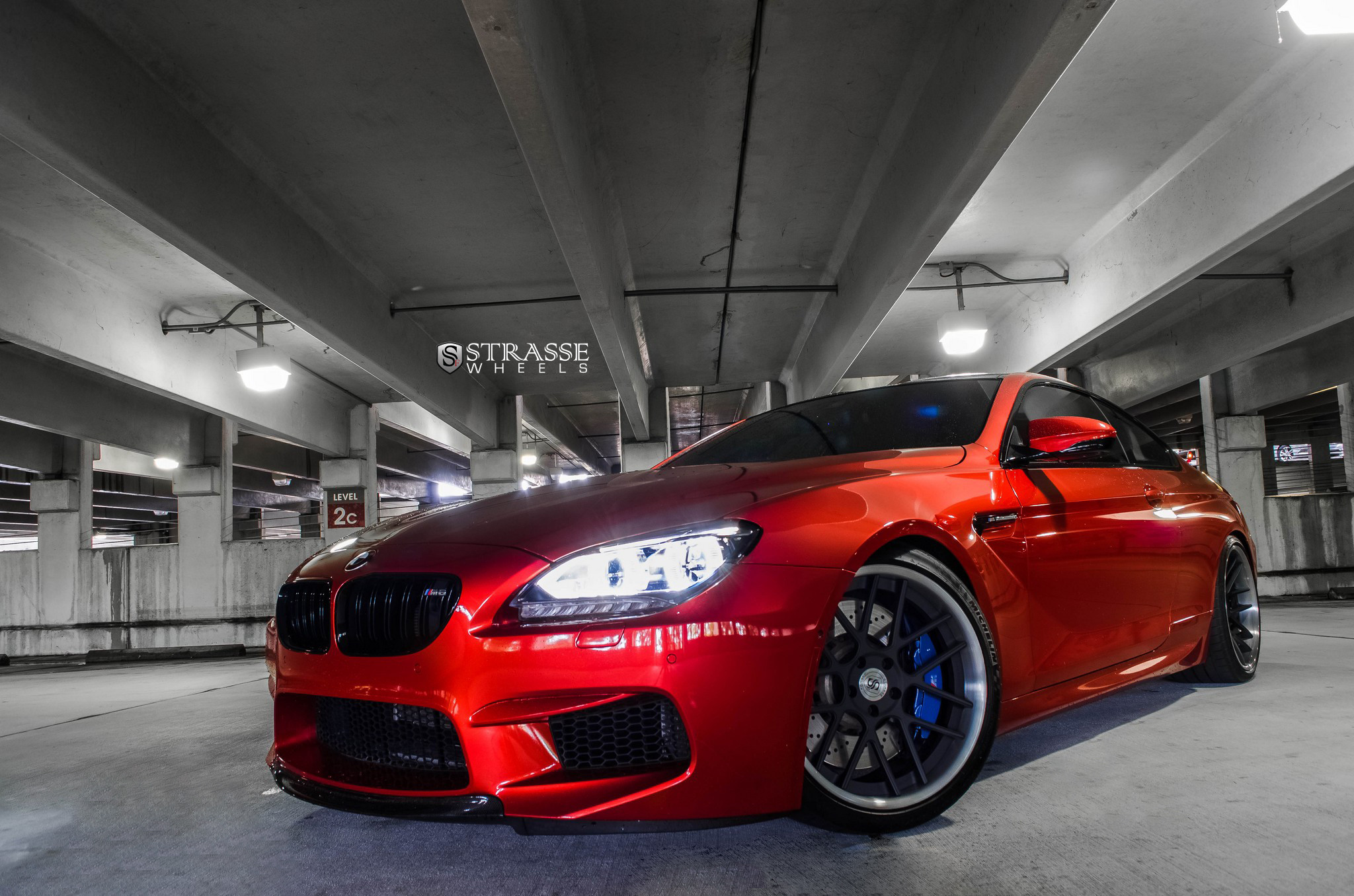 Carbon Fiber Front Lip on Red BMW 6-Series - Photo by Strasse Forged