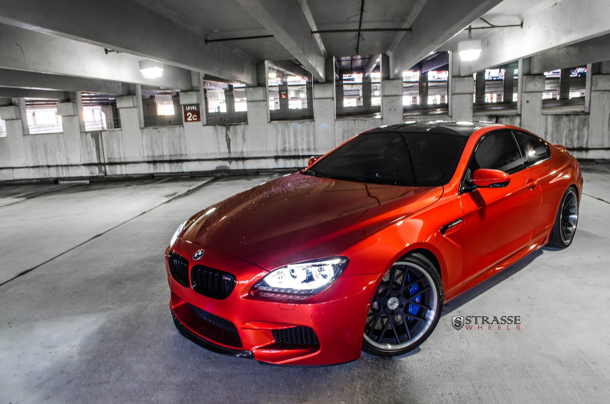 Red BMW 6-Series with Custom LED Headlights - Photo by Strasse Forged