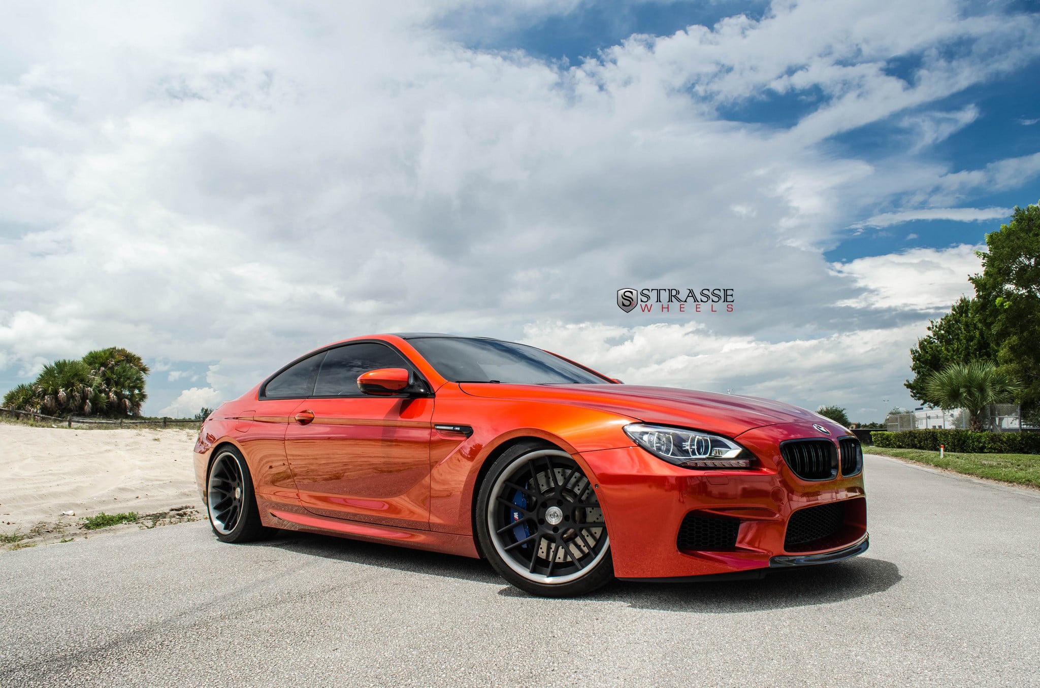 Aftermarket Side Skirts on Red BMW 6-Series - Photo by Strasse Forged