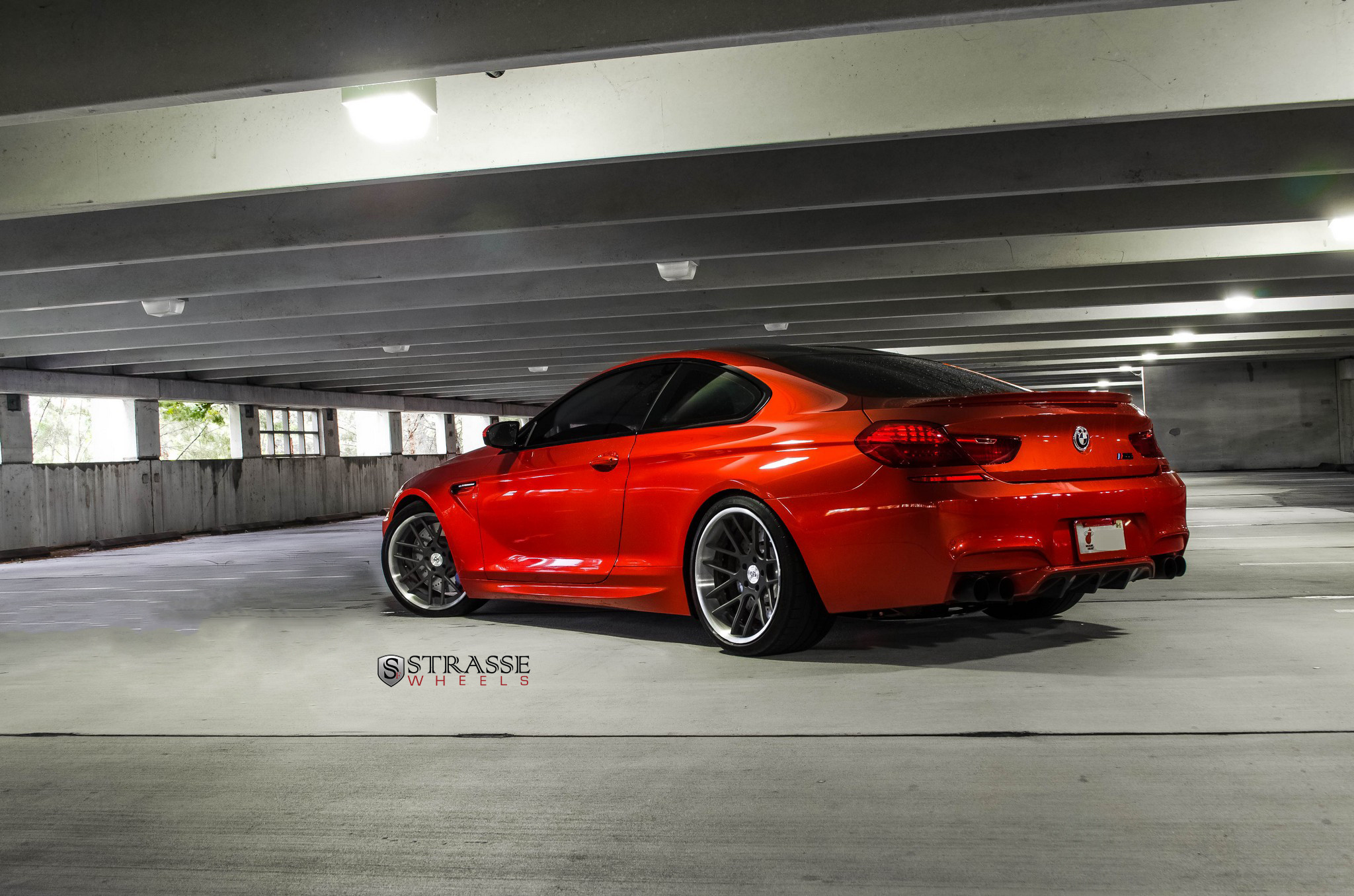 Aftermarket Rear Diffuser on Red BMW 6-Series - Photo by Strasse Forged