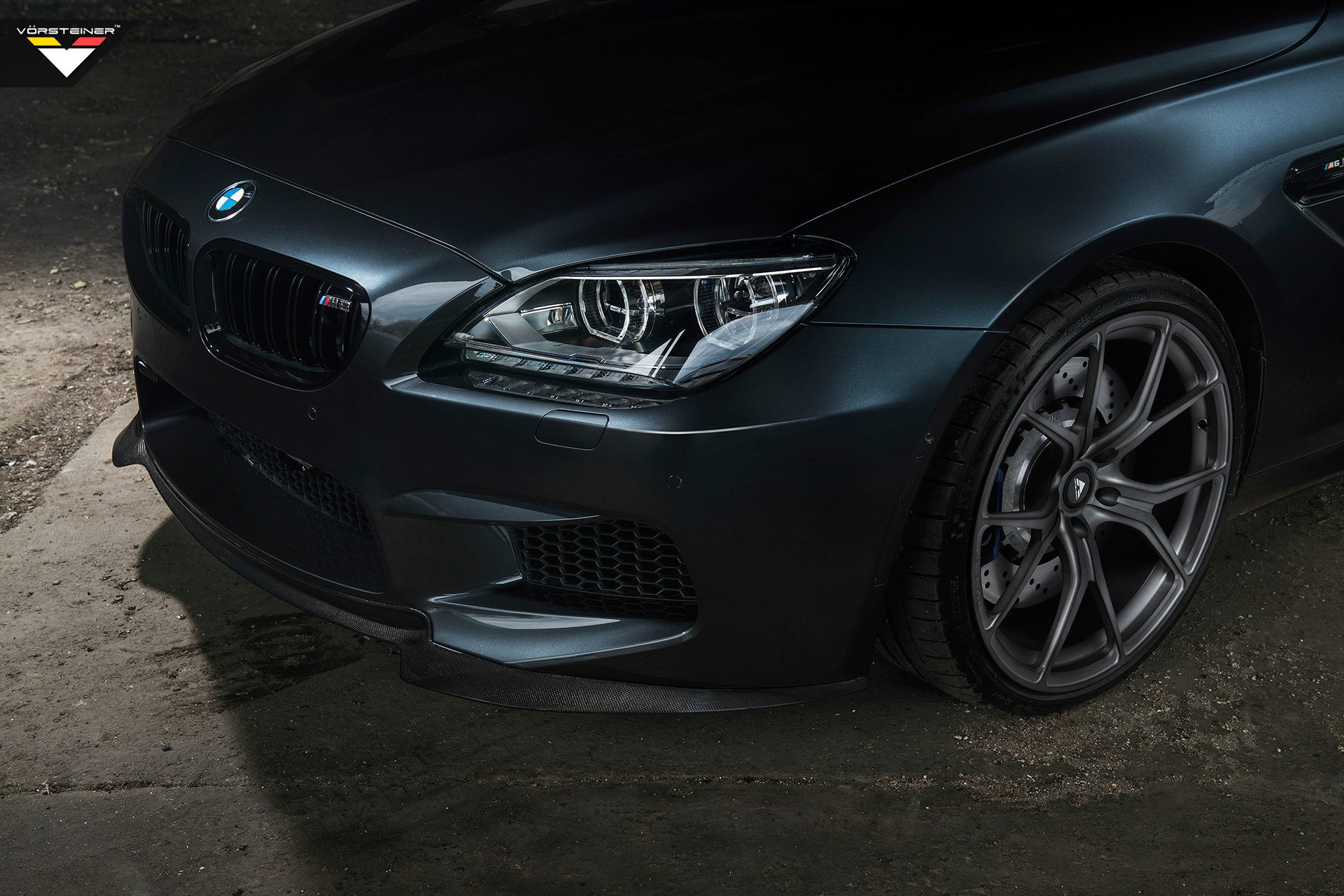 Dark Smoke Headlights on Matte Black BMW 6-Series - Photo by Strasse Forged