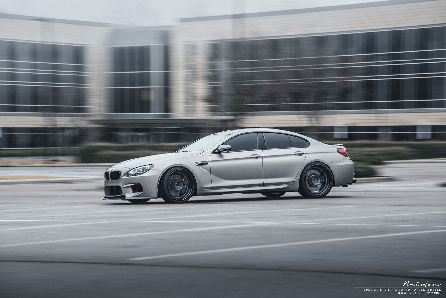 Aftermarket LED Headlights on Gray BMW 6-Series - Photo by Brixton Forged Wheels