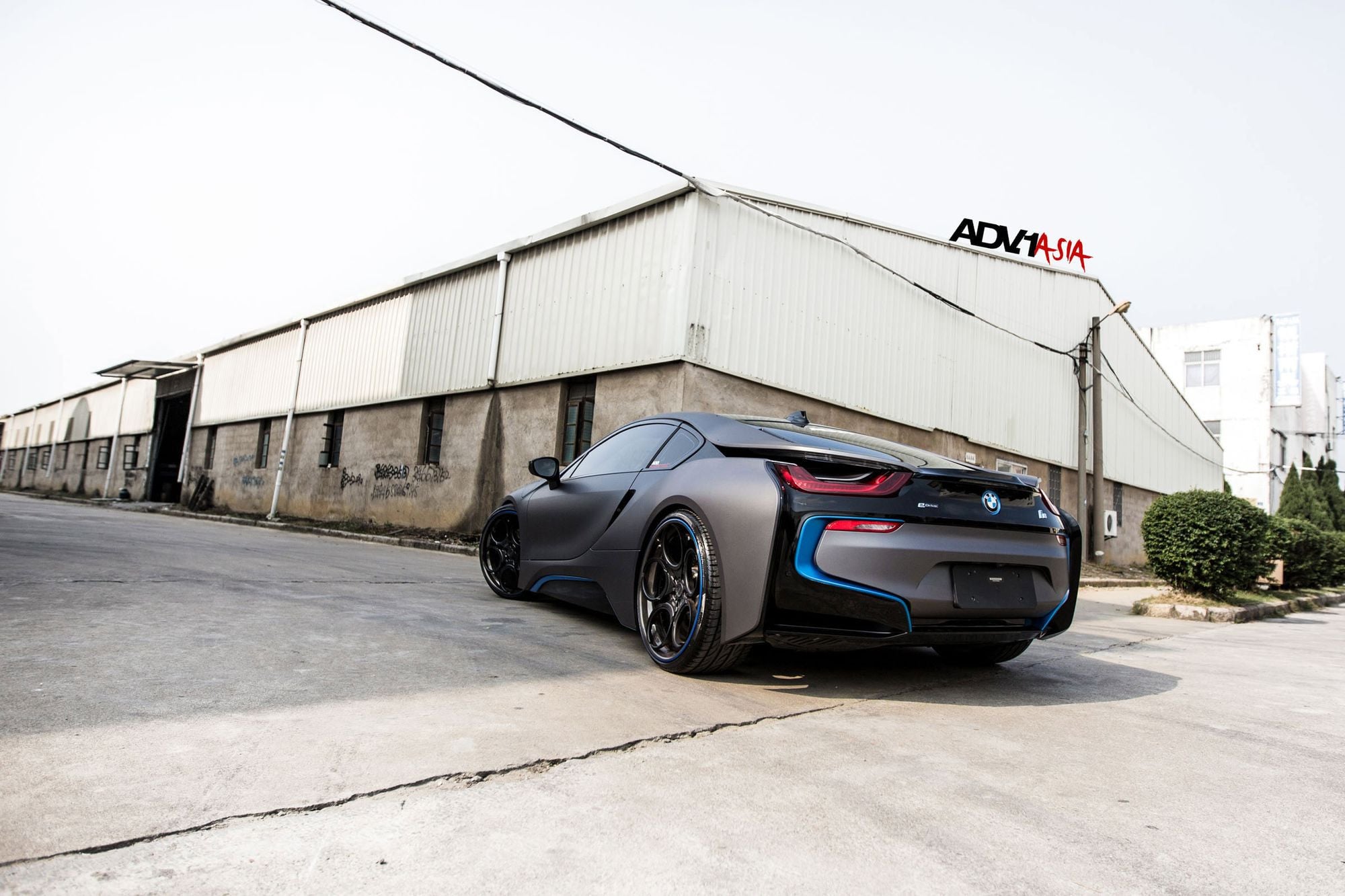 Red LED Taillights on Custom Gray Matte BMW i8 - Photo by ADV.1