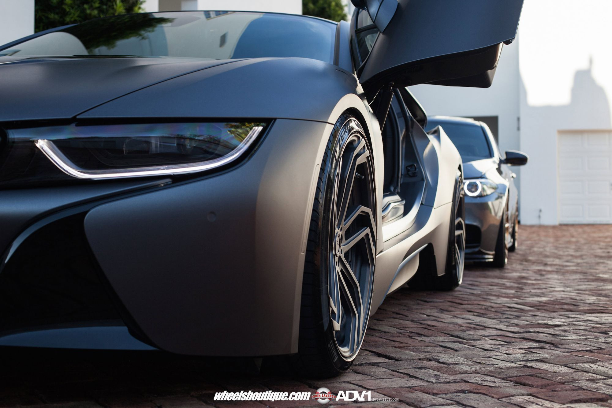 Vertical Doors on Custom Matte Black BMW i8 - Photo by ADV.1